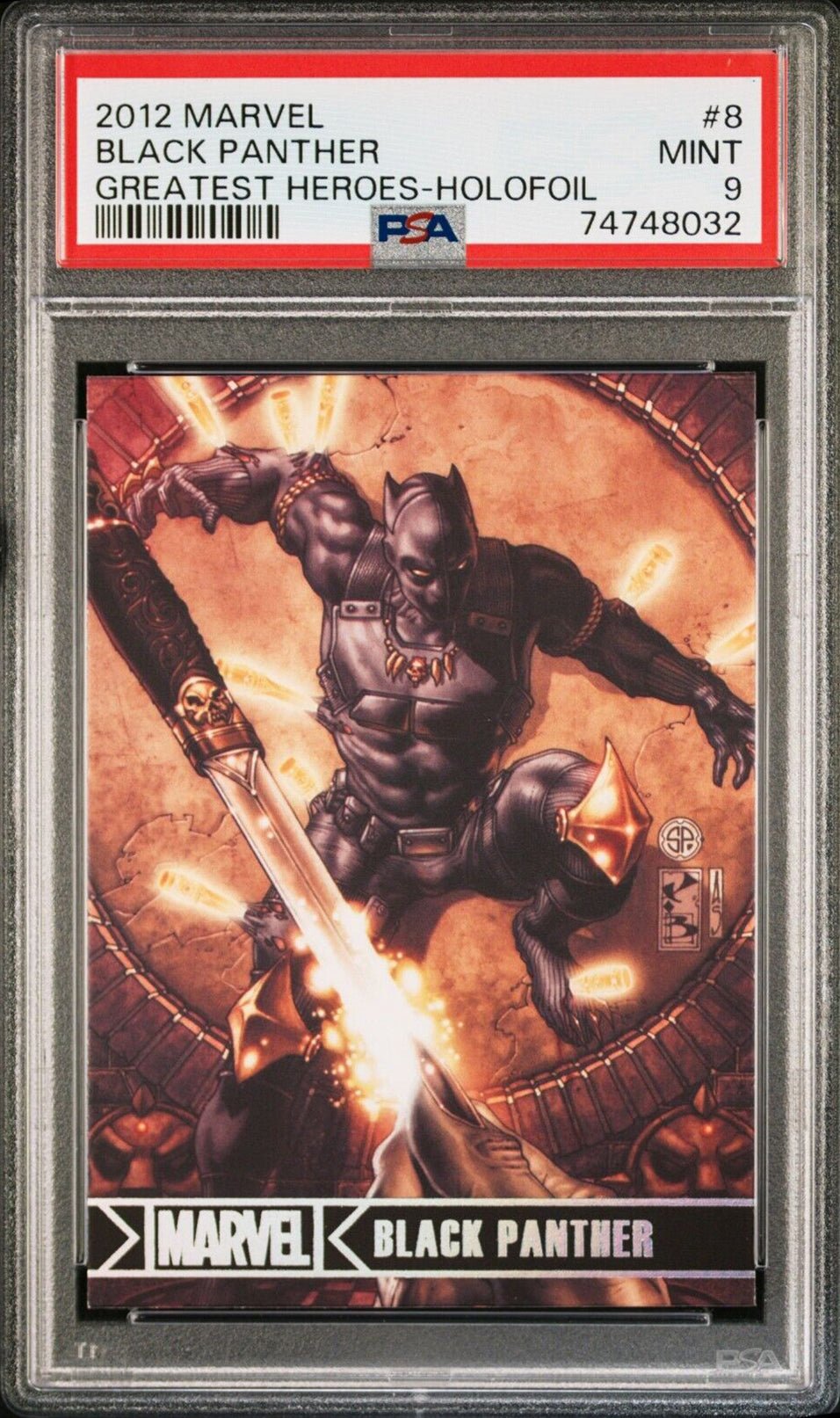 BLACK PANTHER PSA 9 2012 Marvel Greatest Heroes Holofoil #8 Marvel Graded Cards Parallel - Hobby Gems