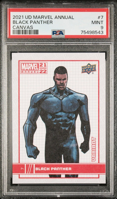 BLACK PANTHER PSA 9 2021 Upper Deck Marvel Annual Canvas Variant #7 Marvel Graded Cards Parallel - Hobby Gems