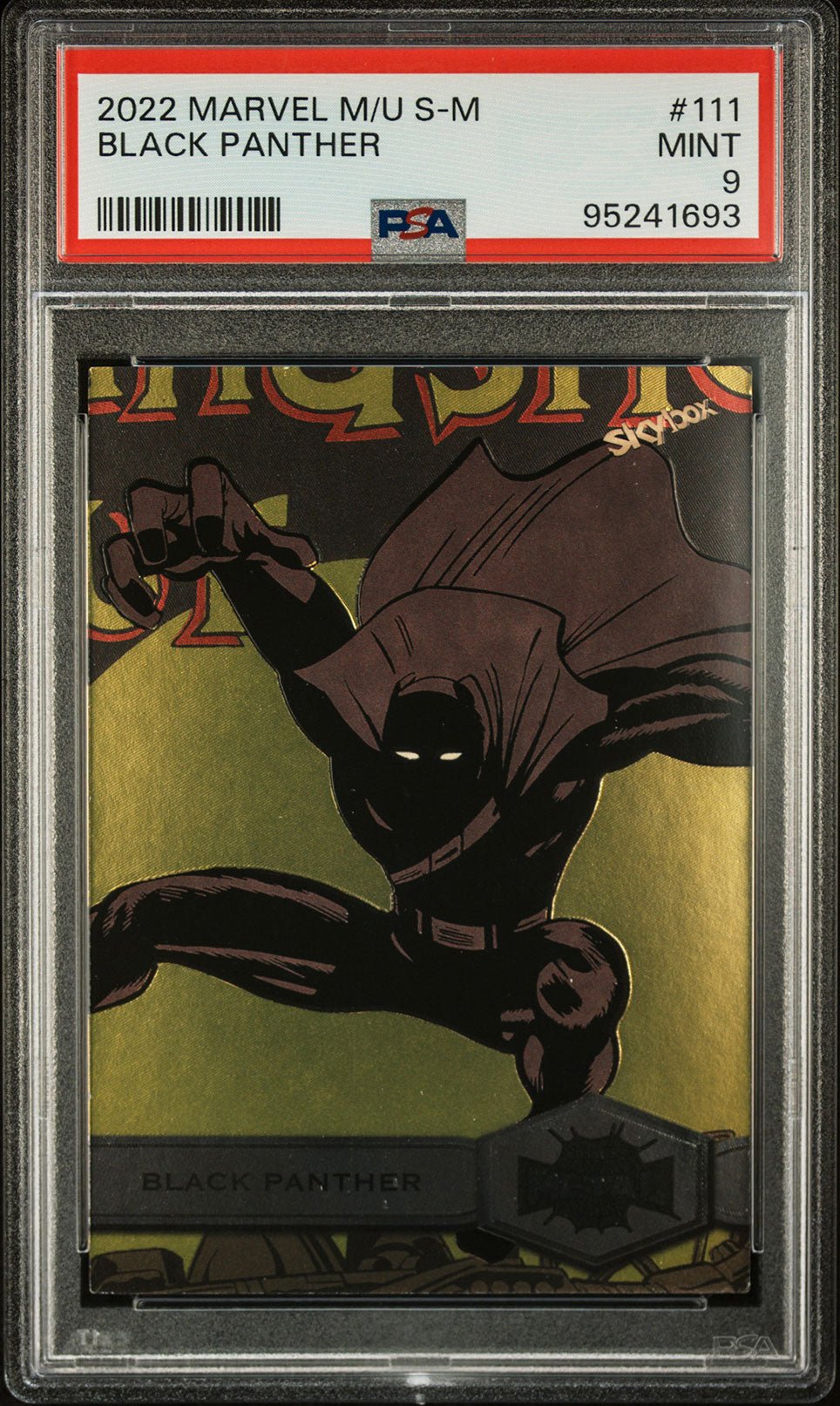 BLACK PANTHER PSA 9 2022 Skybox Marvel Metal Universe Spider - Man #111 Marvel Base Graded Cards - Hobby Gems