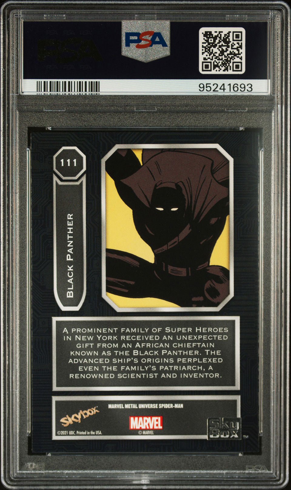 BLACK PANTHER PSA 9 2022 Skybox Marvel Metal Universe Spider - Man #111 Marvel Base Graded Cards - Hobby Gems