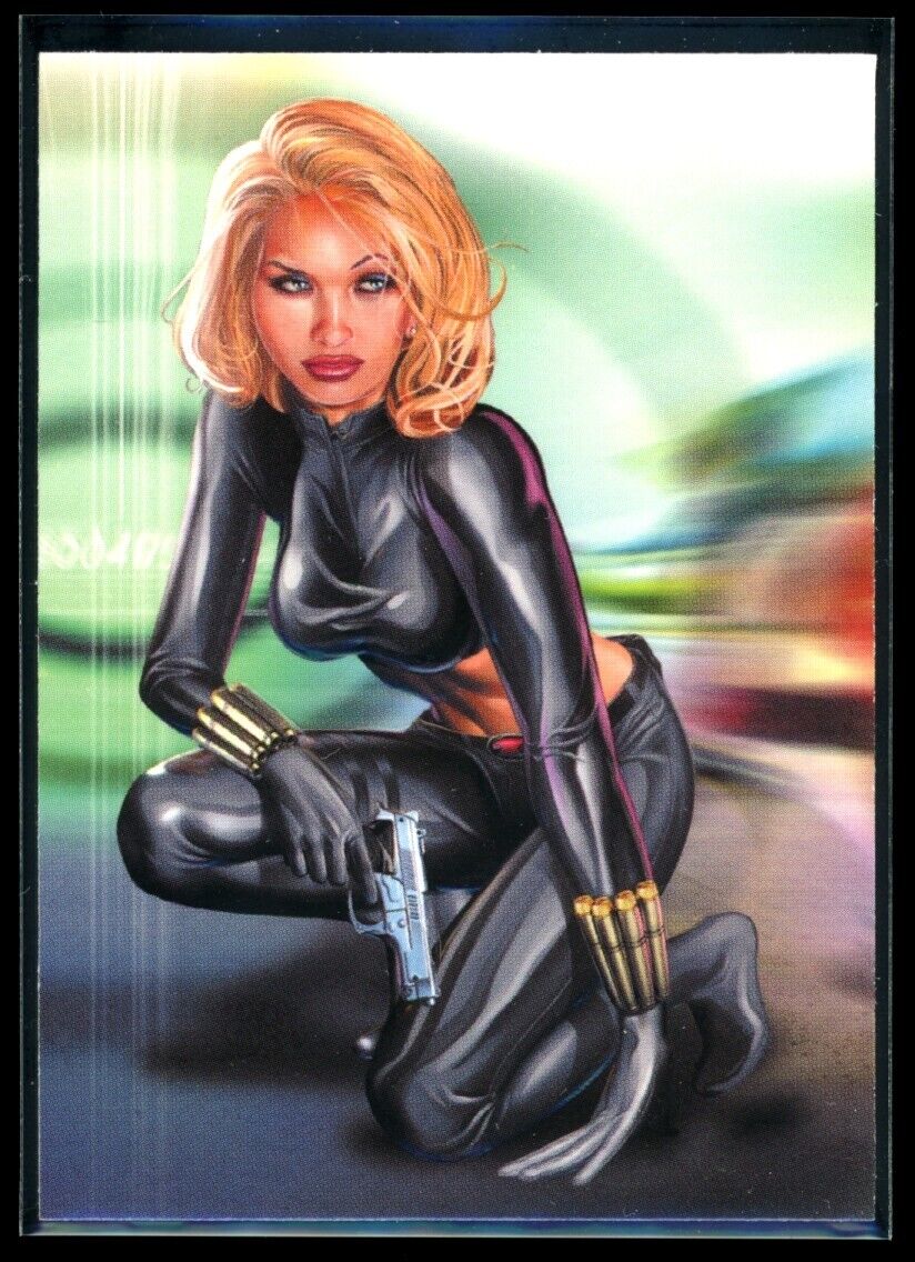 BLACK WIDOW 2008 Rittenhouse Women of Marvel Embossed #T2 C2 Marvel Insert - Hobby Gems