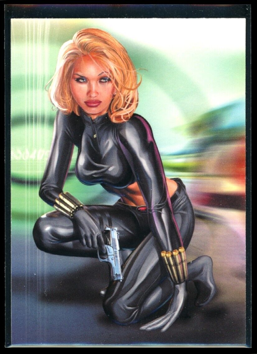 BLACK WIDOW 2008 Rittenhouse Women of Marvel Embossed #T2 C4 Marvel Insert - Hobby Gems