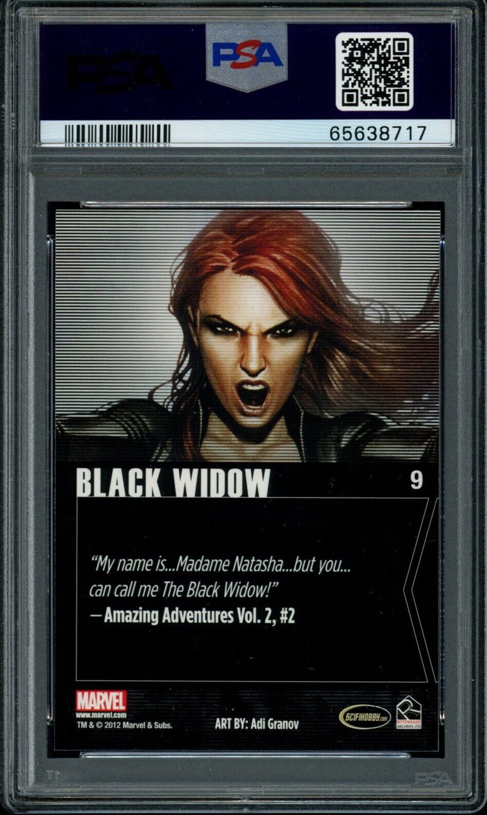 BLACK WIDOW PSA 10 2012 Rittenhouse Marvel Greatest Heroes #9 C1 Marvel Base Graded Cards - Hobby Gems