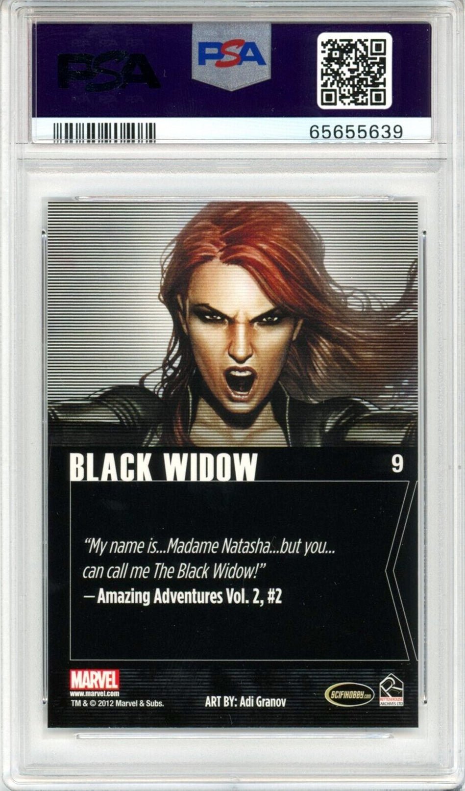 BLACK WIDOW PSA 10 2012 Rittenhouse Marvel Greatest Heroes #9 C2 Marvel Base Graded Cards - Hobby Gems