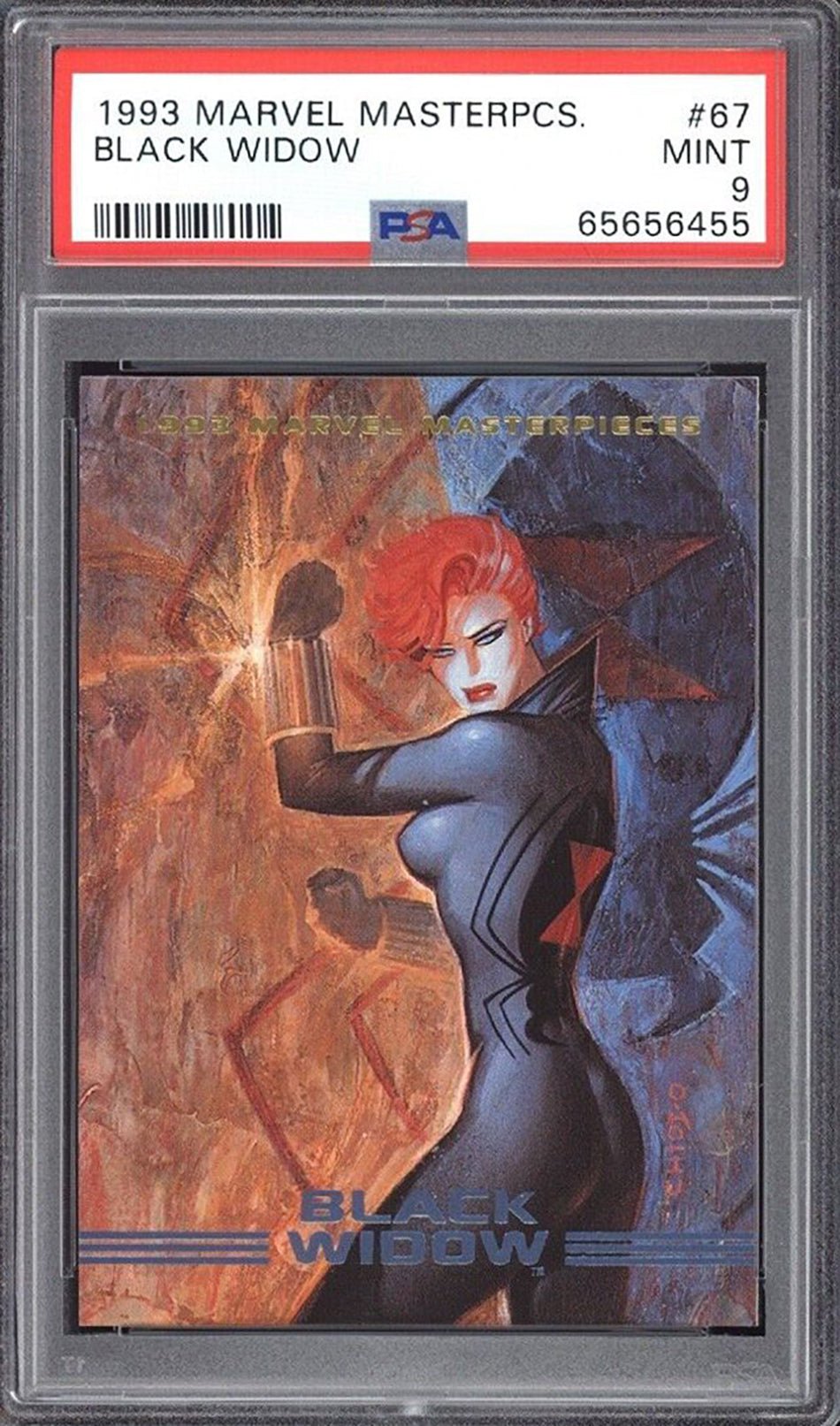 BLACK WIDOW PSA 9 1993 Marvel Masterpieces #67 C1 Marvel Base Graded Cards - Hobby Gems