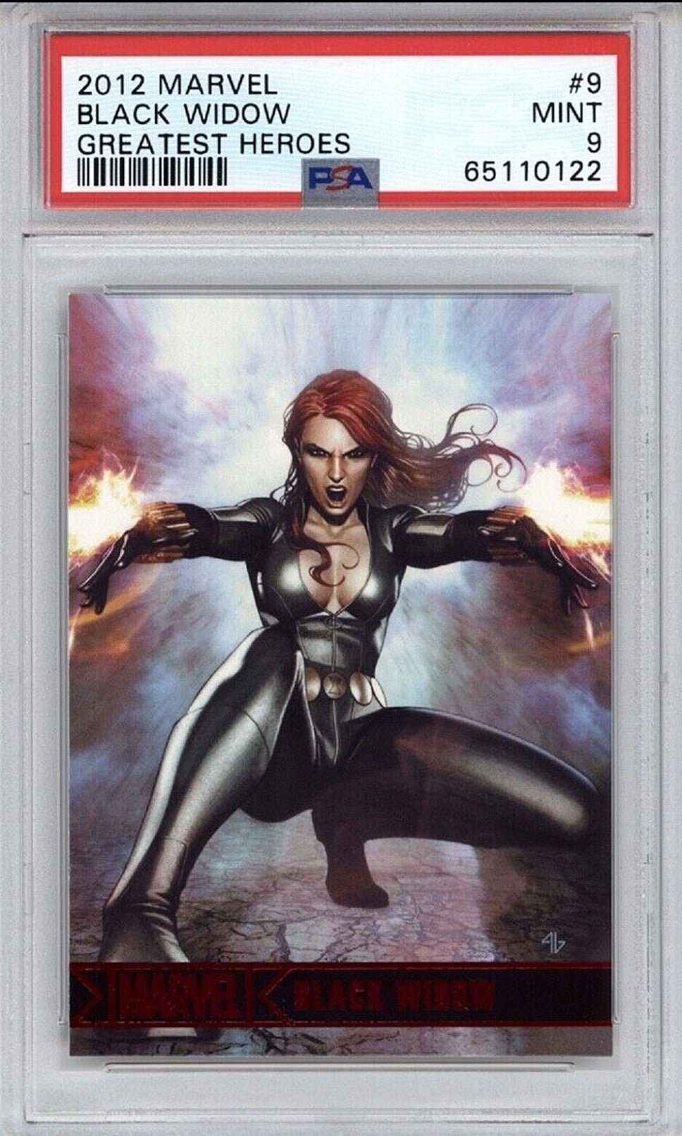 BLACK WIDOW PSA 9 2012 Marvel Greatest Heroes #9 C1 Marvel Base Graded Cards - Hobby Gems