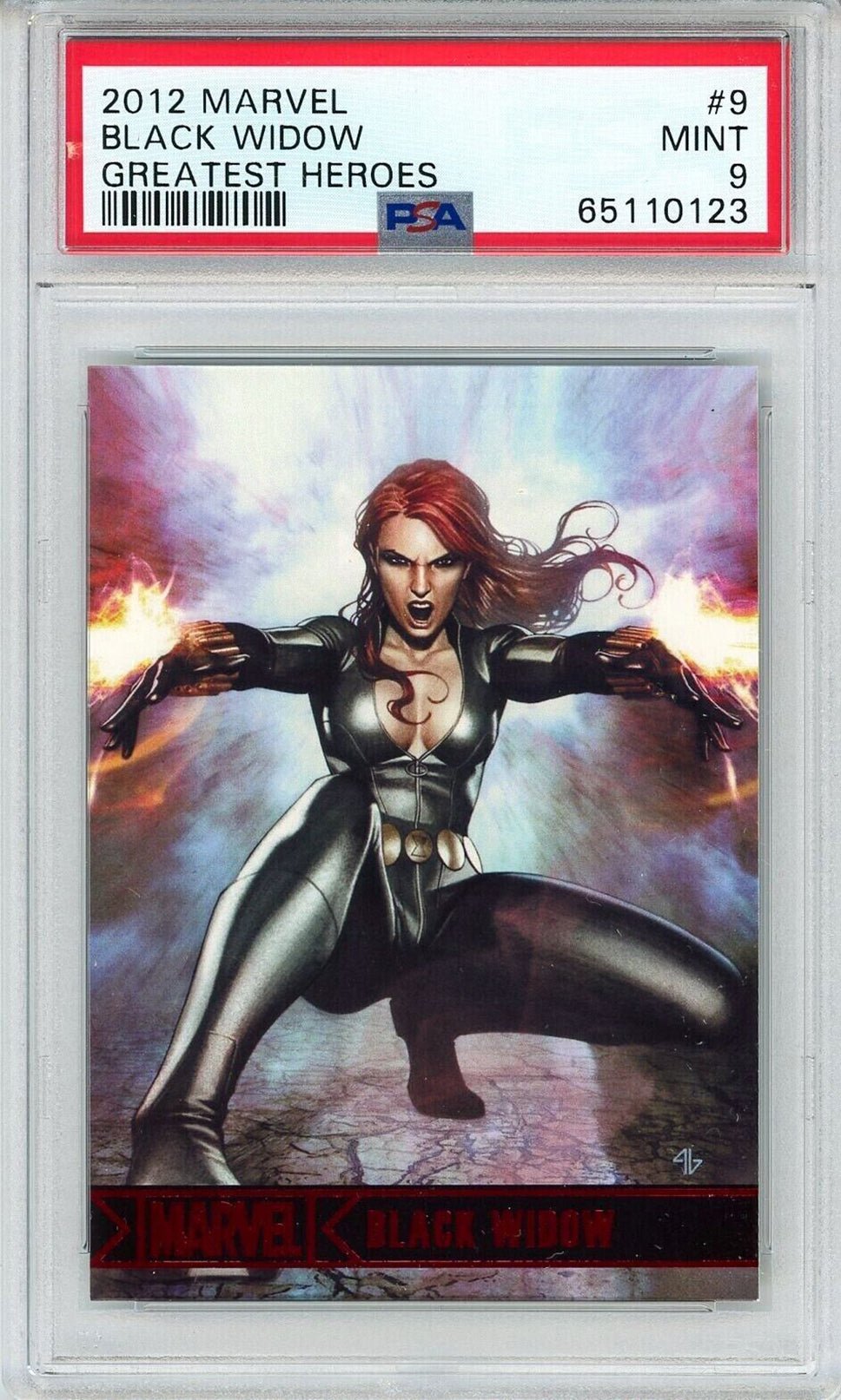 BLACK WIDOW PSA 9 2012 Marvel Greatest Heroes #9 C2 Marvel Base Graded Cards - Hobby Gems