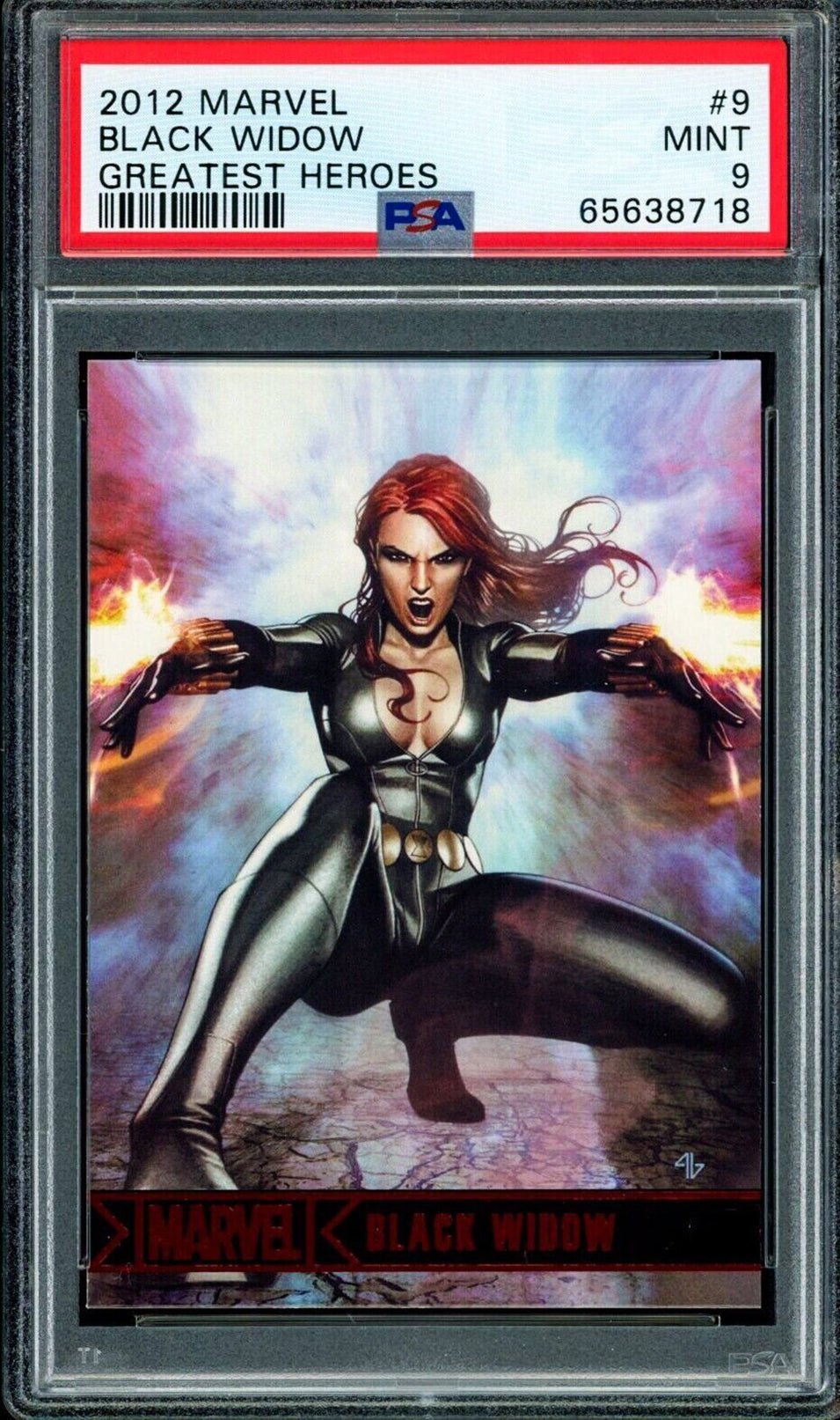 BLACK WIDOW PSA 9 2012 Marvel Greatest Heroes #9 C3 Marvel Base Graded Cards - Hobby Gems