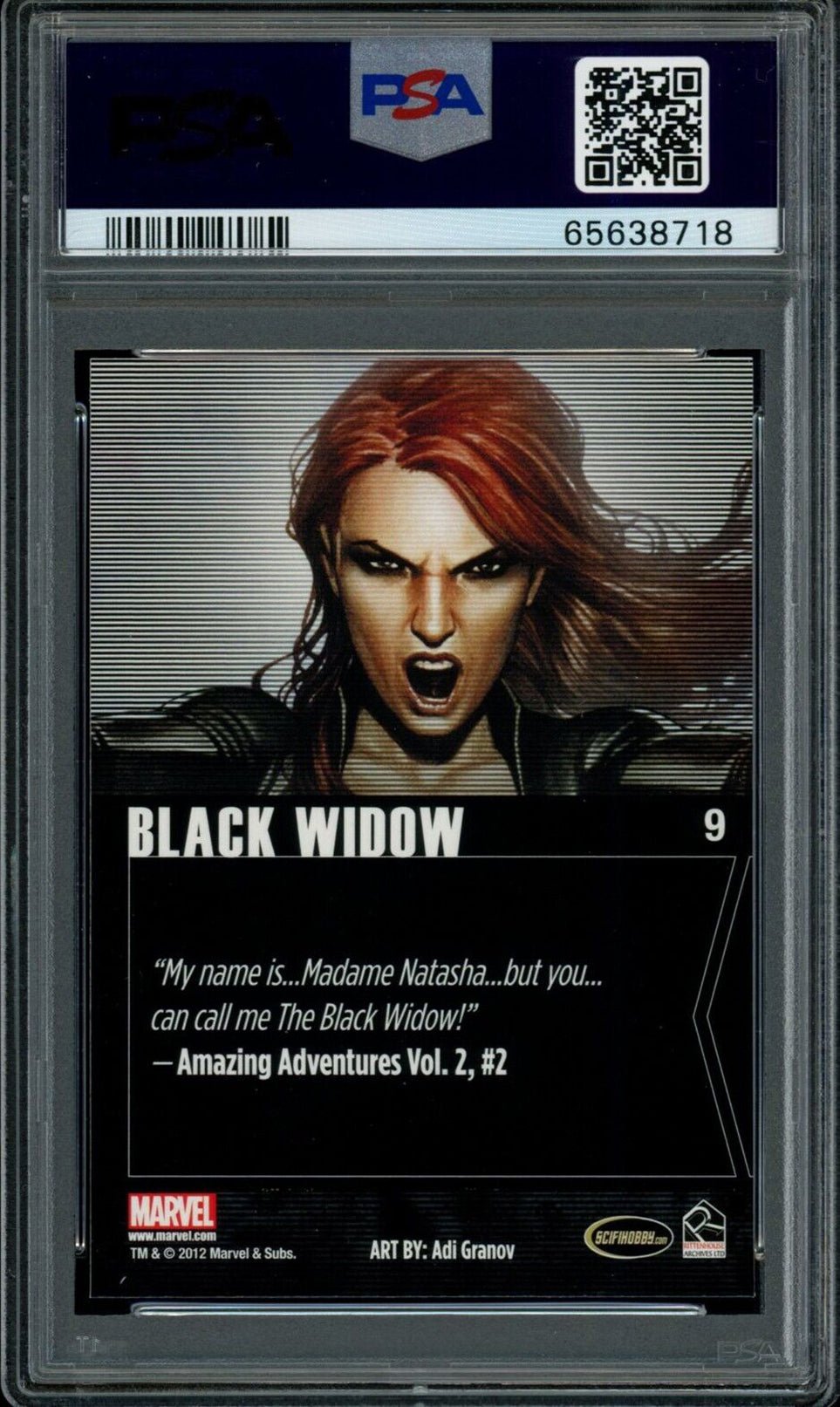 BLACK WIDOW PSA 9 2012 Marvel Greatest Heroes #9 C3 Marvel Base Graded Cards - Hobby Gems