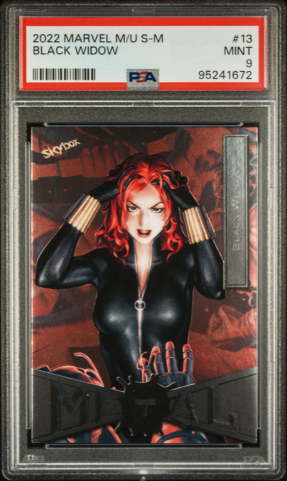 BLACK WIDOW PSA 9 2022 Skybox Marvel Metal Universe Spider - Man #13 Marvel Base Graded Cards - Hobby Gems