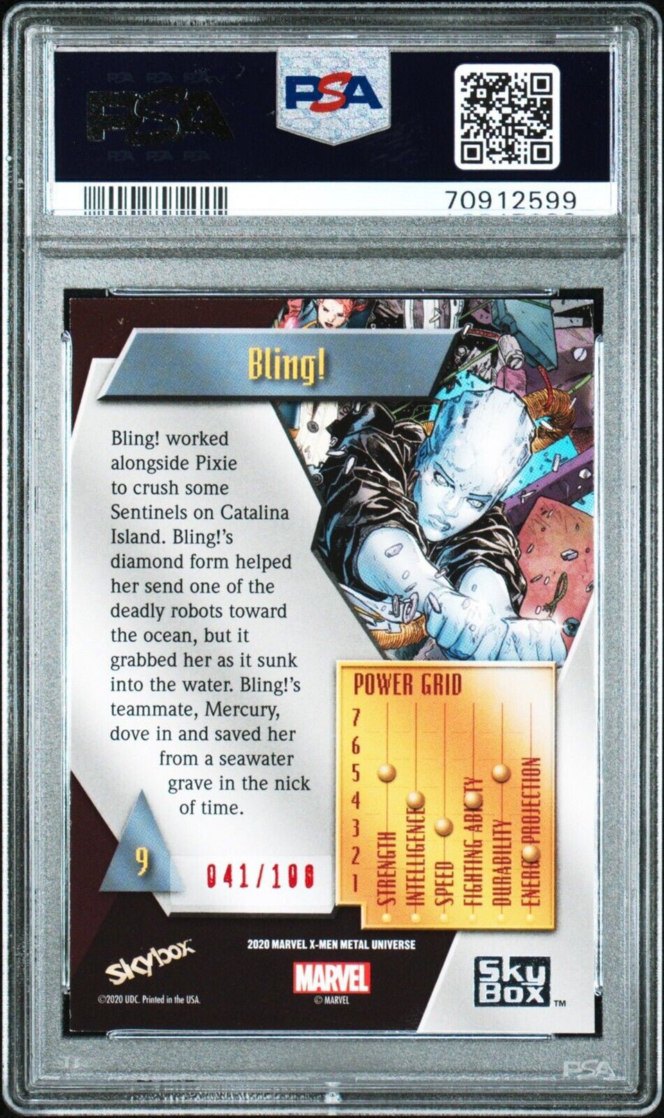 BLING! PSA 9 2020 Skybox Marvel X-Men Universe Precious Metal Gems Red #9 41/100 Marvel Graded Cards Parallel Serial Numbered - Hobby Gems