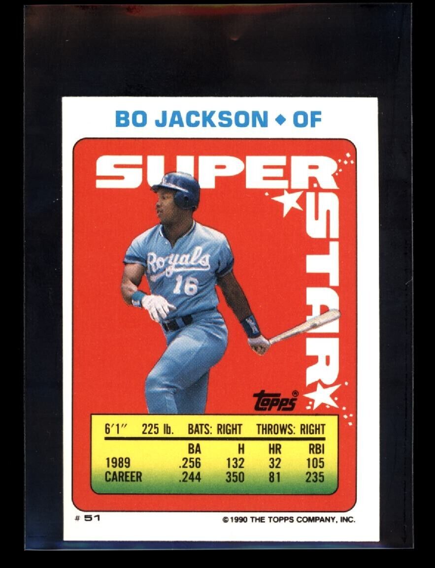 BO JACKSON 51 1990 Topps Yearbook Stickercard Caminiti 20 B Ripken 235 Baseball Sticker - Hobby Gems