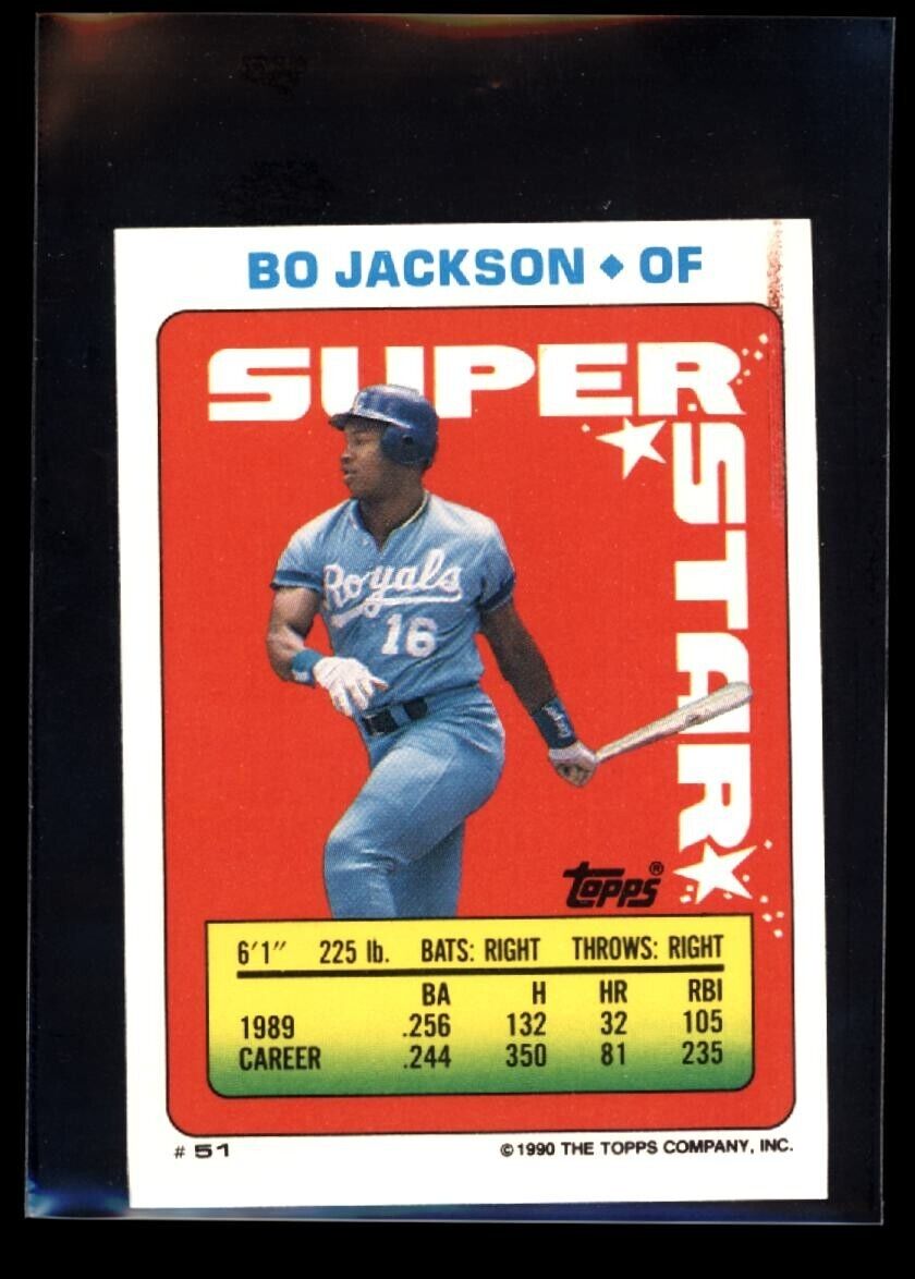 BO JACKSON 51 1990 Topps Yearbook Stickercard Lonnie Smith 24 C1 Baseball Sticker - Hobby Gems