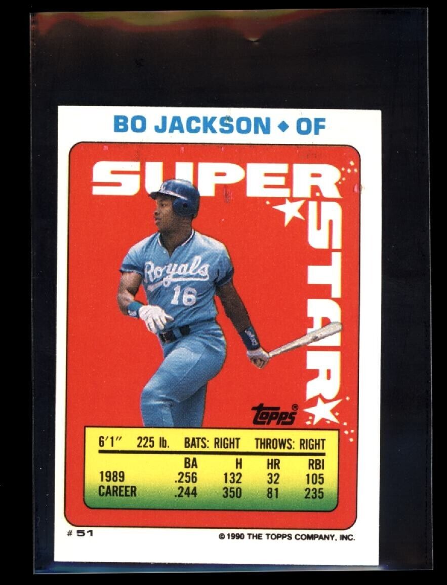 BO JACKSON 51 1990 Topps Yearbook Stickercard Lonnie Smith 24 C3 Baseball Sticker - Hobby Gems