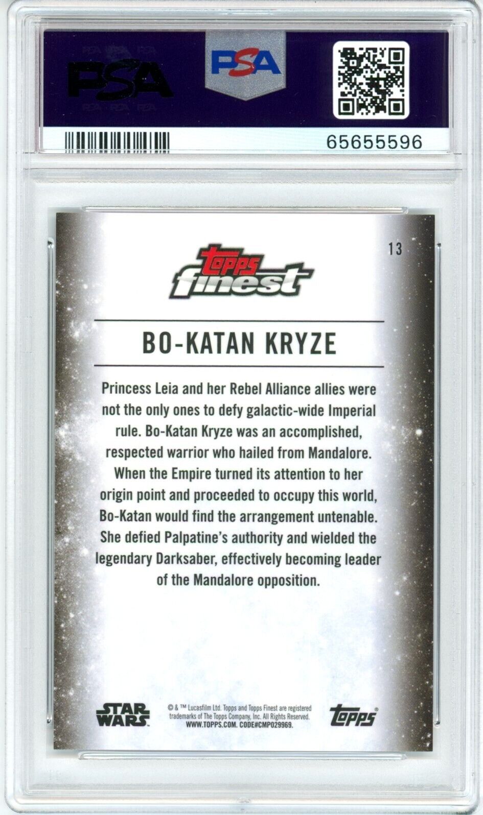 BO-KATAN KRYZE PSA 9 2018 Finest Star Wars Green Refractor #13 42/99 Star Wars Graded Cards Parallel Serial Numbered - Hobby Gems