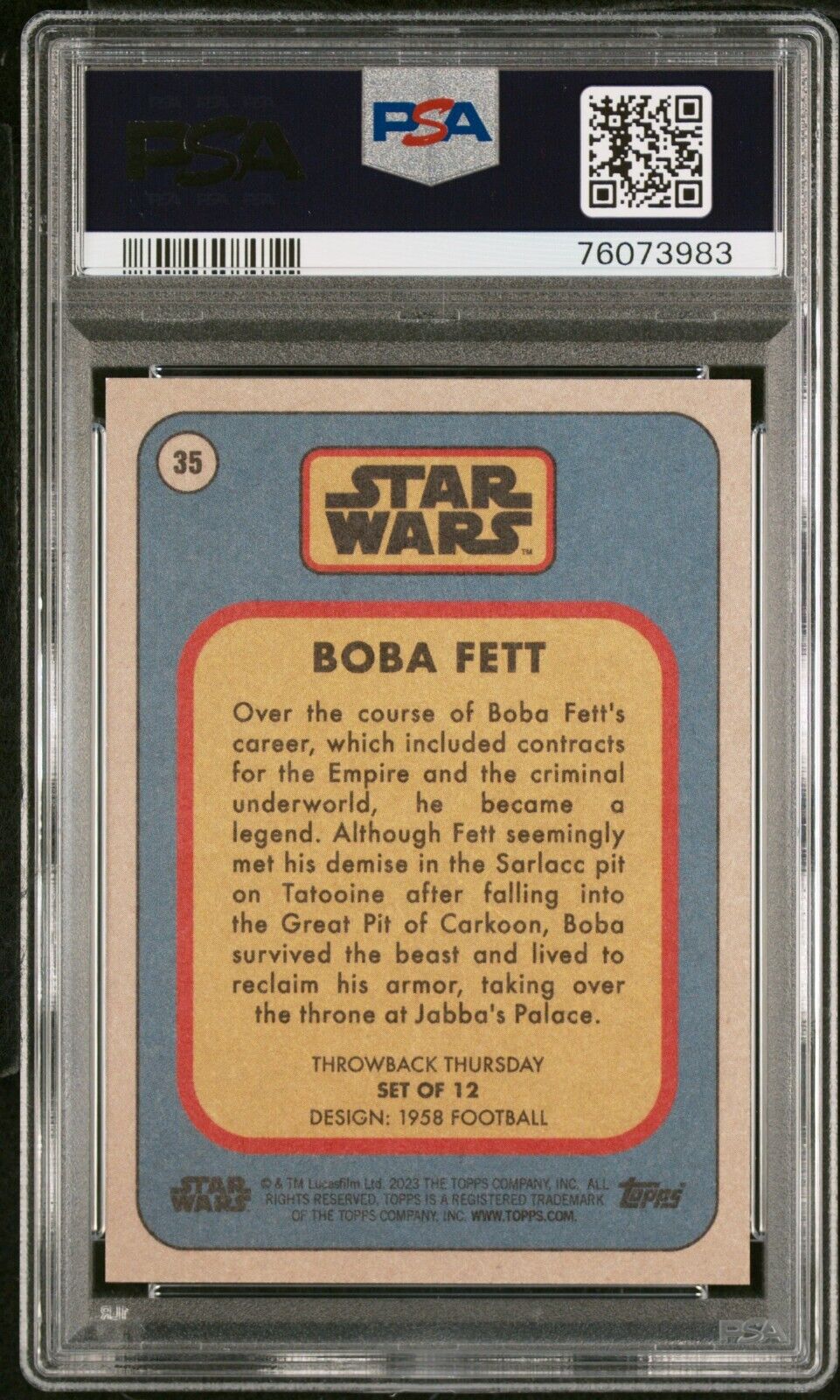 BOBA FETT PSA 10 2023 Throwback Thursday Star Wars TBT #35 C4 Star Wars Base Graded Cards - Hobby Gems