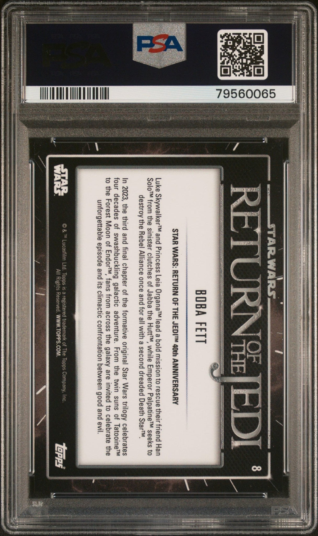 BOBA FETT PSA 10 2023 Topps Star Wars Return of the Jedi 40th Anniversary #8 C2 Star Wars Base Graded Cards Short Print - Hobby Gems