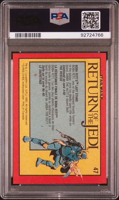 BOBA FETT PSA 8 1983 O - Pee - Chee OPC Star Wars Return of the Jedi #47 Star Wars Base Graded Cards - Hobby Gems