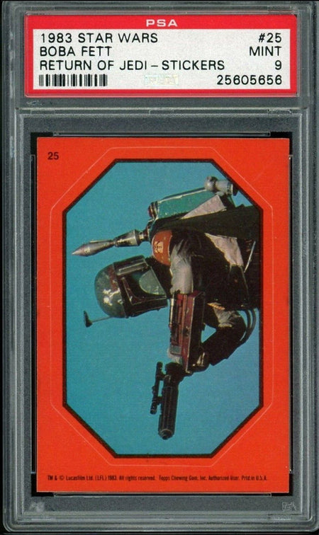 BOBA FETT PSA 9 1983 Star Wars Return of the Jedi Sticker Orange #25 Star Wars Graded Cards Sticker - Hobby Gems