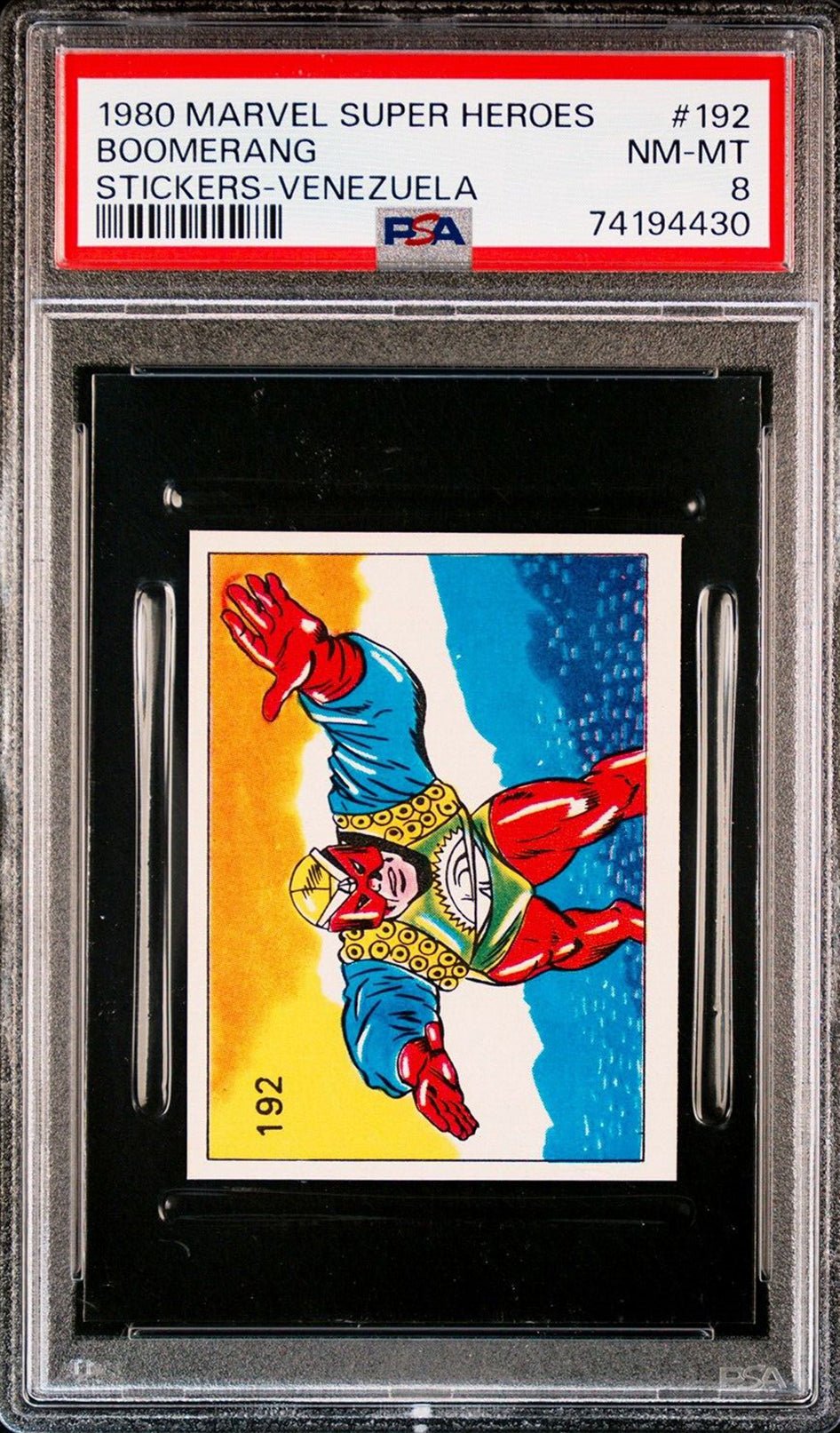 BOOMERANG PSA 8 1980 Marvel Super Heroes Sticker Venezuela #192 Marvel Graded Cards Sticker - Hobby Gems
