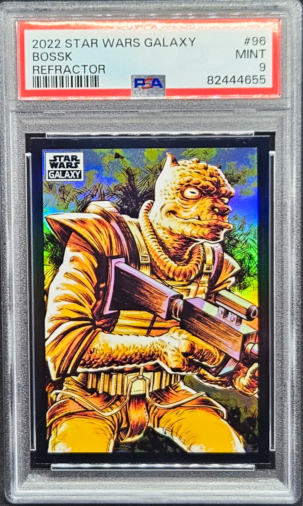 BOSSK PSA 9 2022 Topps Chrome Star Wars Galaxy Refractor Bossk #96 Star Wars Base Graded Cards - Hobby Gems