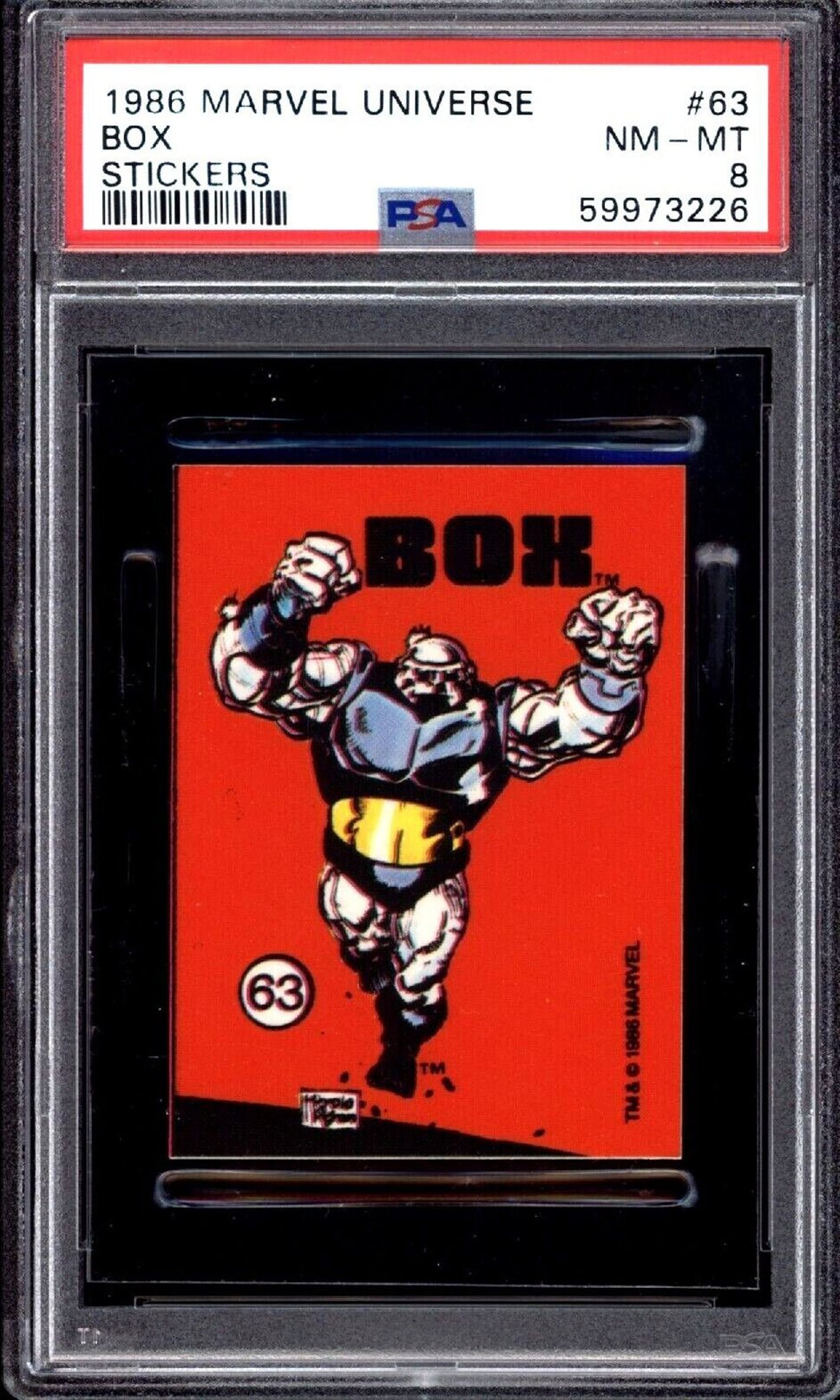 BOX PSA 8 1986 Marvel Universe Comic Images Sticker #63 Marvel Graded Cards Sticker - Hobby Gems