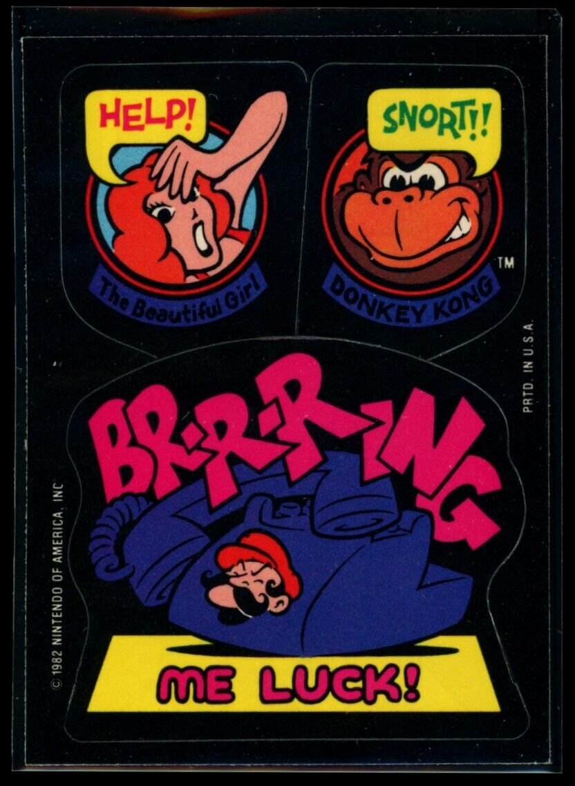 BR-R-RING ME LUCK! Mario Princess Peach 1982 Topps Donkey Kong Sticker NM C1 Nintendo Sticker - Hobby Gems