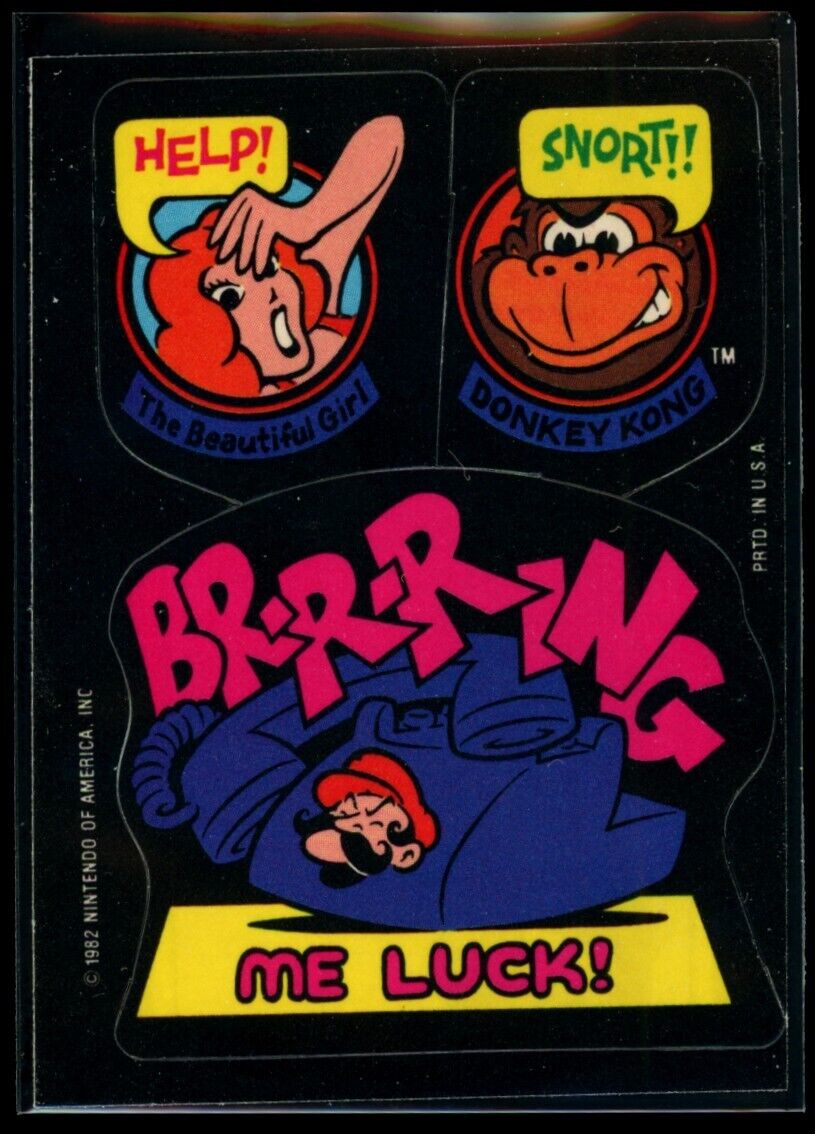 BR-R-RING ME LUCK! Mario Princess Peach 1982 Topps Donkey Kong Sticker NM C2 Nintendo Sticker - Hobby Gems