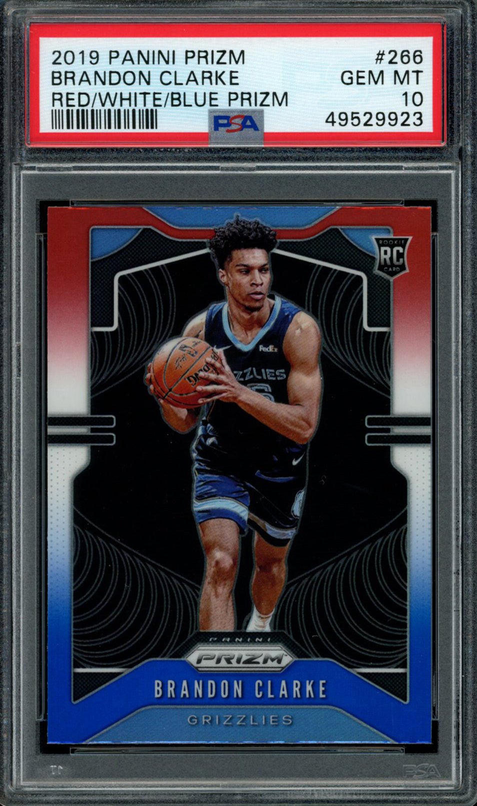 BRANDON CLARKE PSA 10 2019-20 Panini Prizm RC Red White Blue Prizm #266 Basketball Graded Cards Parallel RC - Hobby Gems