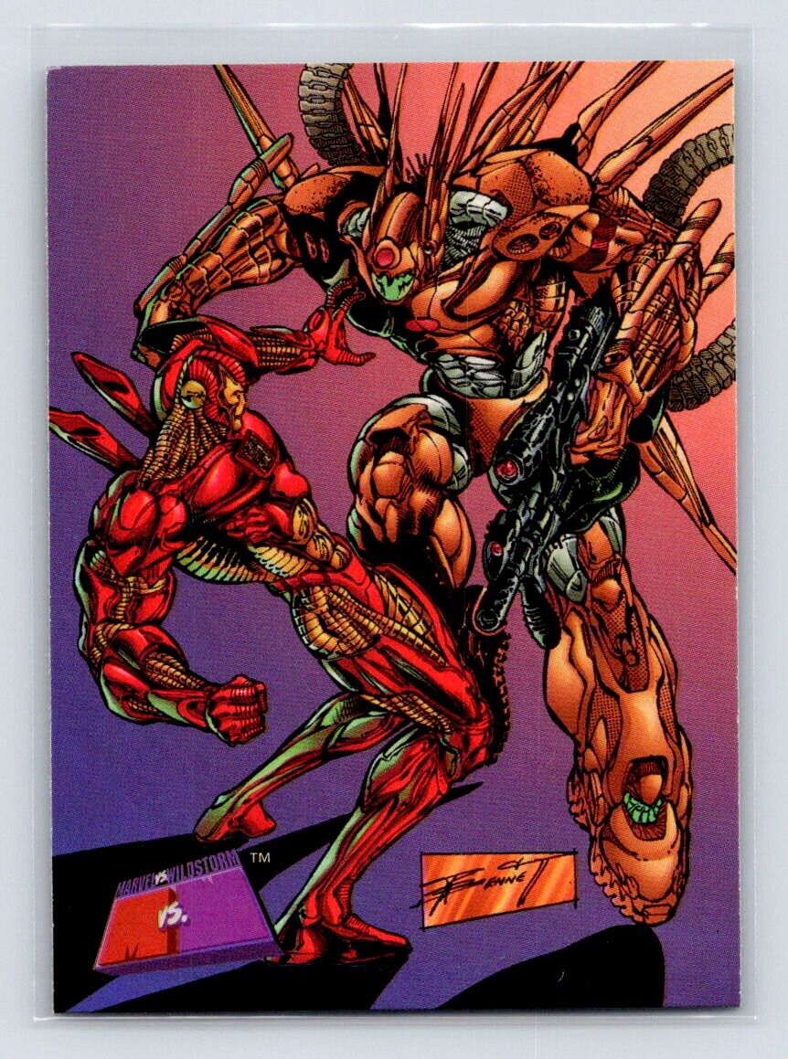 Brass VS IRON MAN 1997 Skybox Marvel vs Wildstorm #17 C1 Marvel Base - Hobby Gems