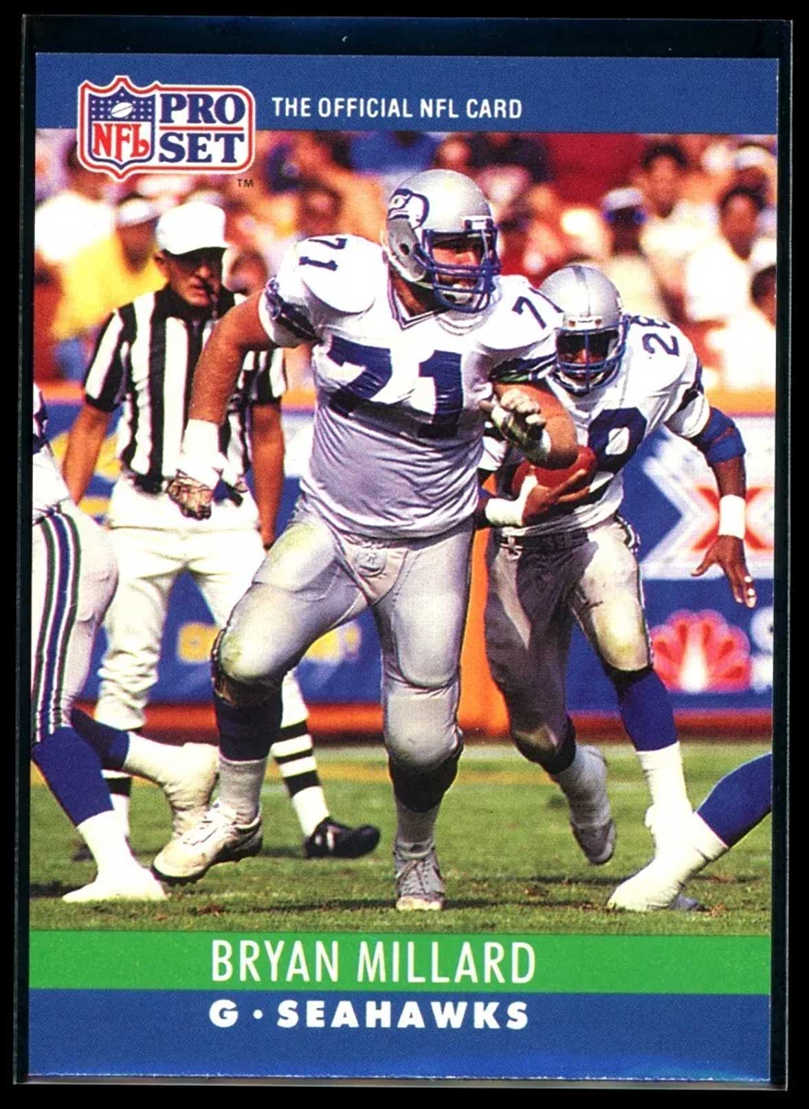 BRYAN MILLARD 1990 Pro Set #303 ERROR red marks above text and b in football C1 Football Base Error - Hobby Gems