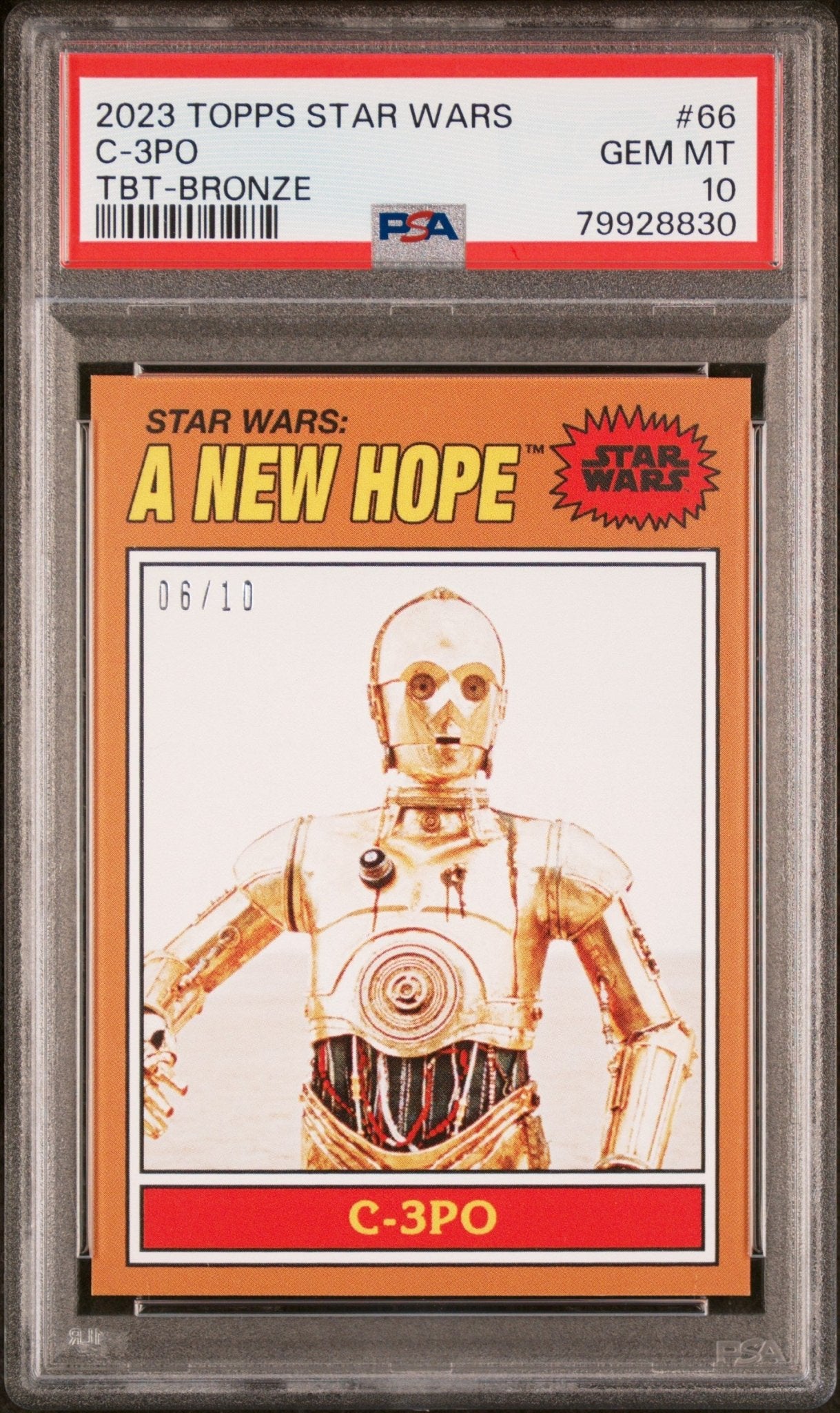 C-3PO PSA 10 2023 Topps Star Wars Throwback Thursday TBT Bronze #66 06/10 Star Wars Graded Cards Insert Serial Numbered - Hobby Gems