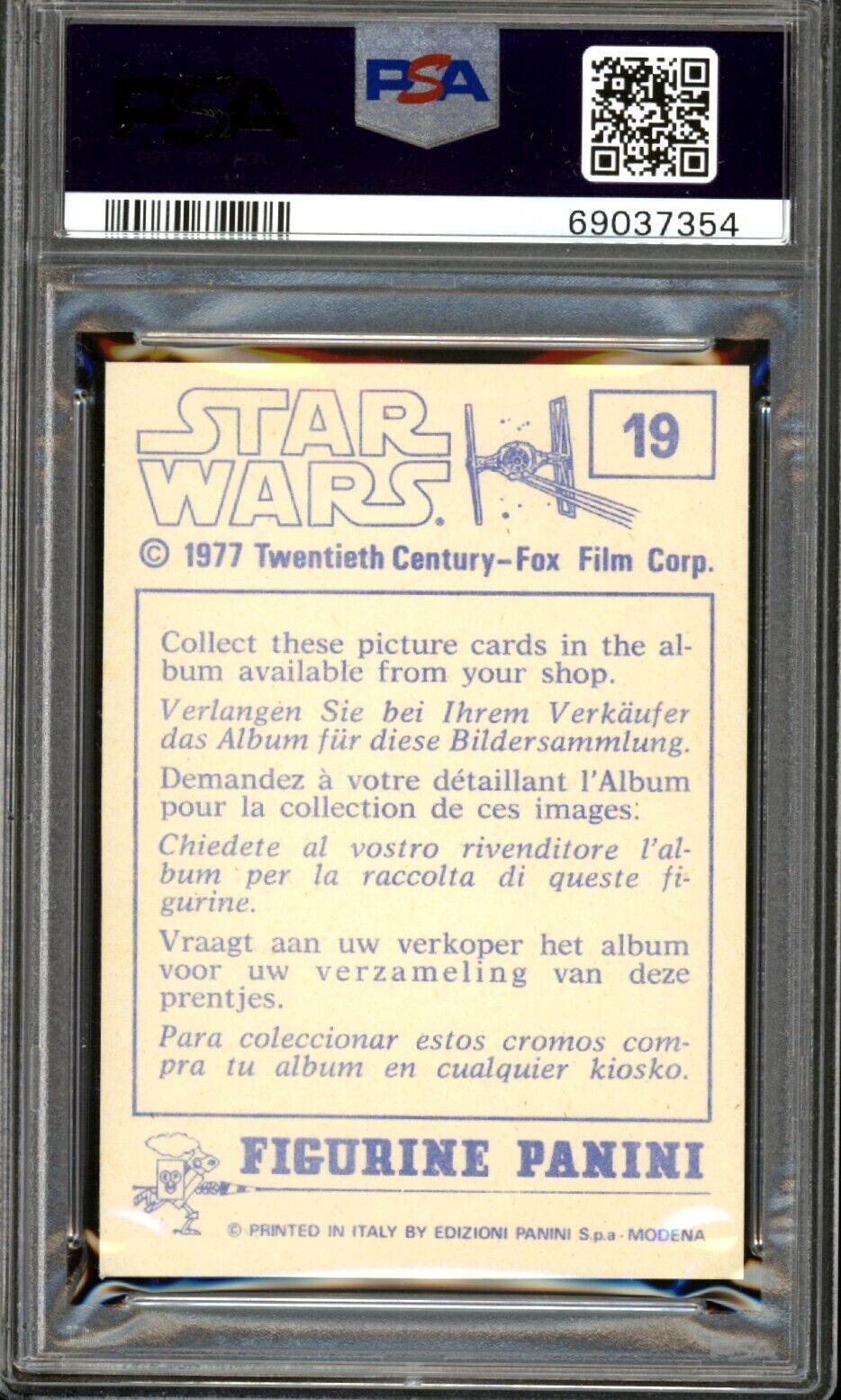 C-3PO PSA 8 1977 Star Wars Panini Italy Sticker R2-D2 #19 Star Wars Base Graded Cards - Hobby Gems