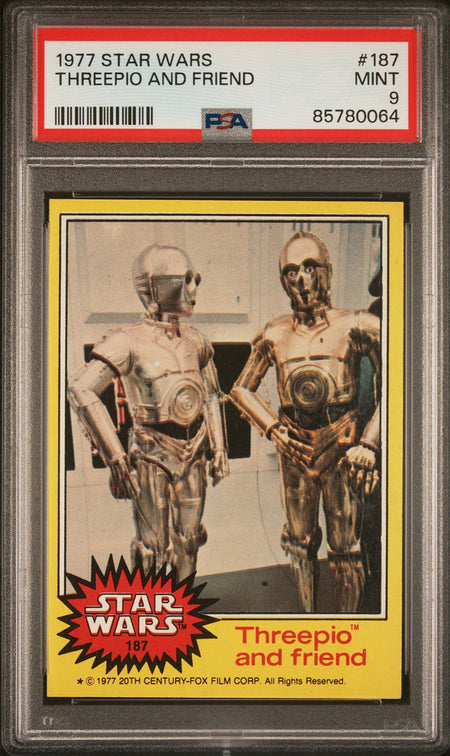 C-3PO PSA 9 1977 Topps Star Wars Threepio C-3PO and Friend #187 Star Wars Base - Hobby Gems