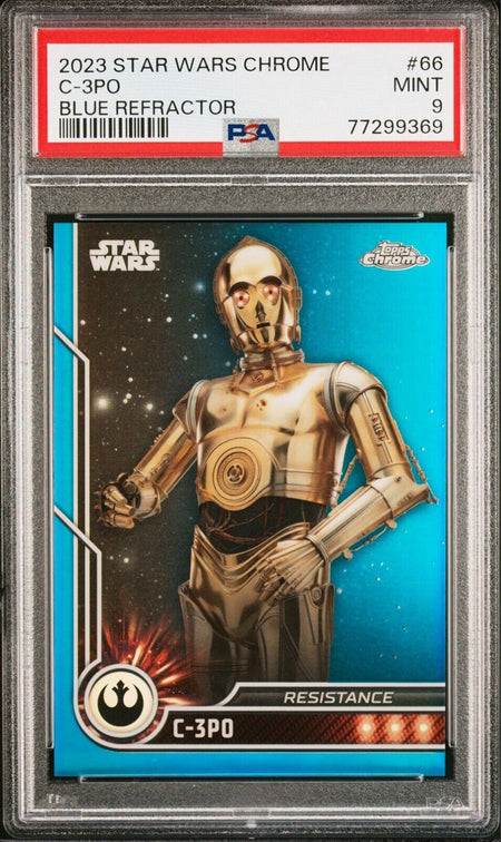 C-3PO PSA 9 2023 Topps Chrome Star Wars Blue Refractor #66 65/150 Star Wars Graded Cards Parallel Serial Numbered - Hobby Gems