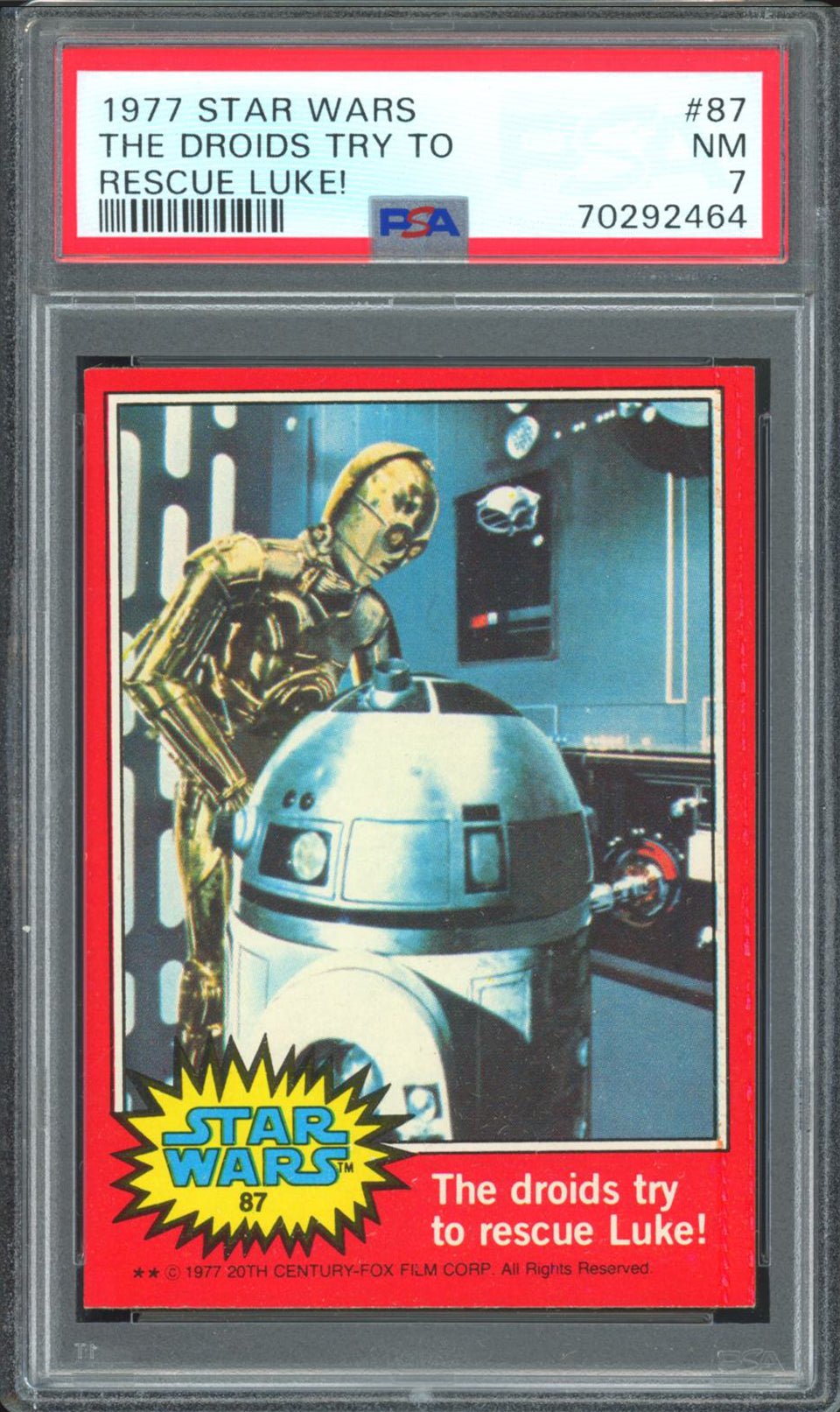 C-3PO R2-D2 PSA 7 1977 Star Wars the Droids Try to Rescue Luke #87 Star Wars Base Graded Cards - Hobby Gems