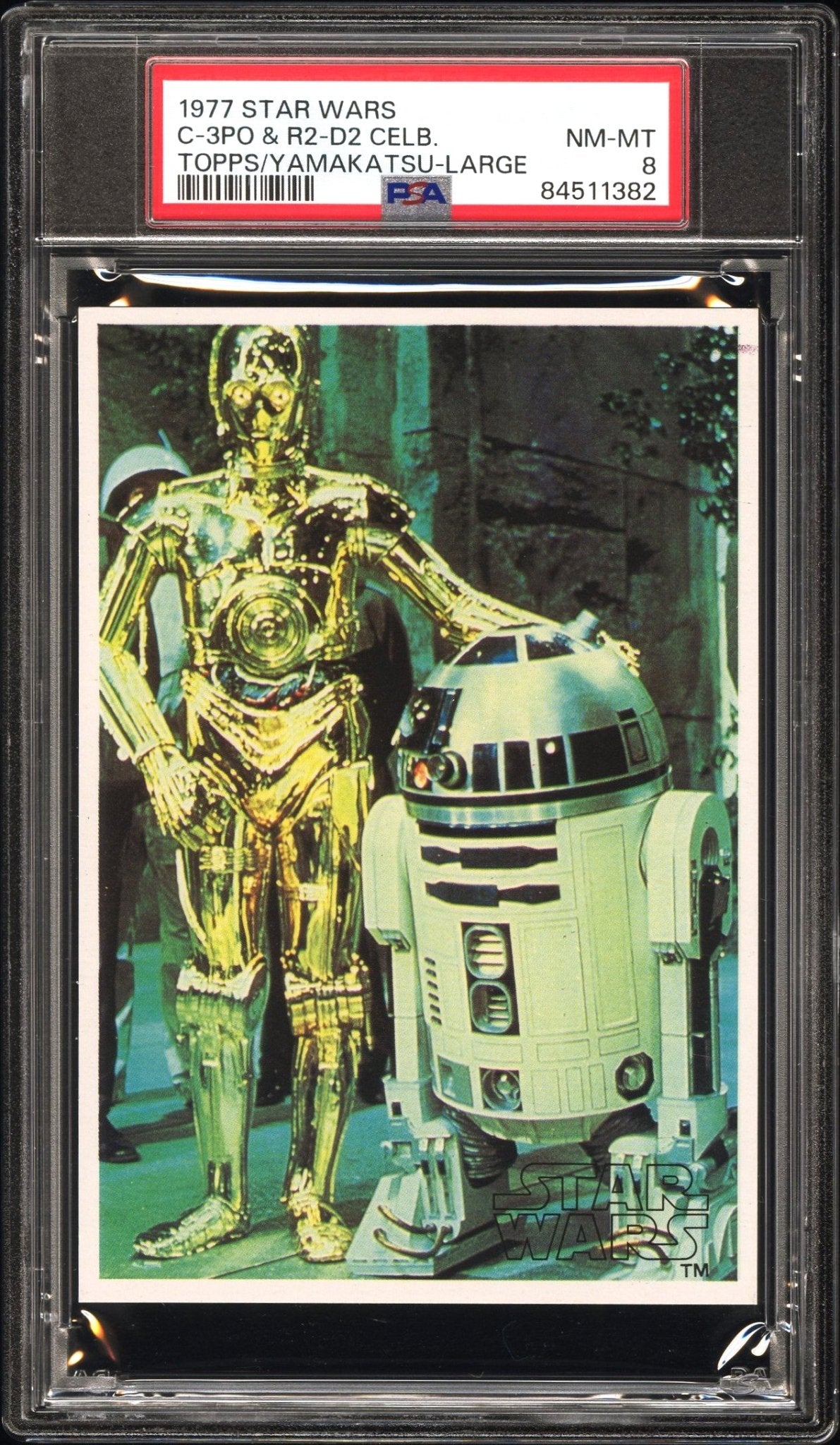 C-3PO & R2-D2 PSA 8 1977 Star Wars Topps Yamakatsu Large Celebrate C2 Star Wars Base Graded Cards - Hobby Gems