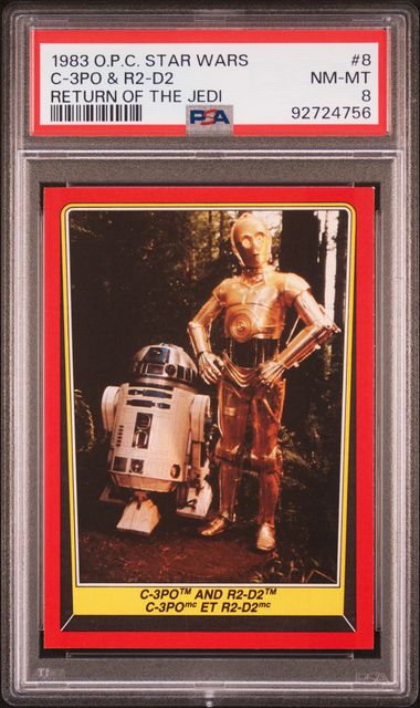 C - 3PO R2 - D2 PSA 8 1983 O - Pee - Chee Star Wars Return of the Jedi #8 C1 Star Wars Base Graded Cards - Hobby Gems