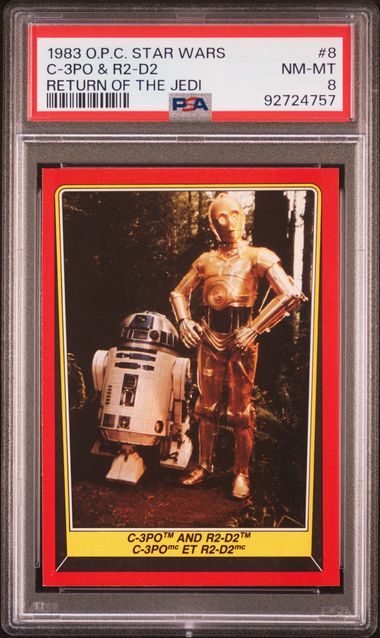 C - 3PO R2 - D2 PSA 8 1983 O - Pee - Chee Star Wars Return of the Jedi #8 C2 Star Wars Base Graded Cards - Hobby Gems