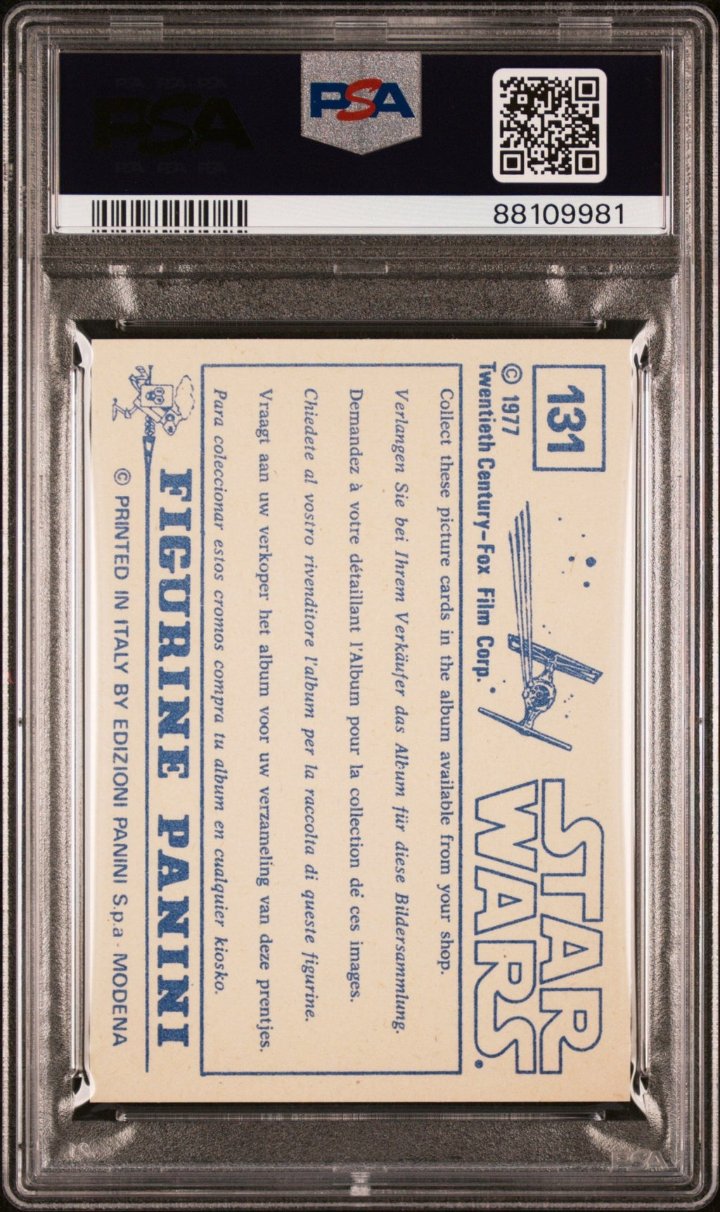 C-3PO R2-D2 PSA 9 1977 Star Wars Italy Panini Stickers Pop 1 #131 Star Wars Graded Cards Sticker - Hobby Gems