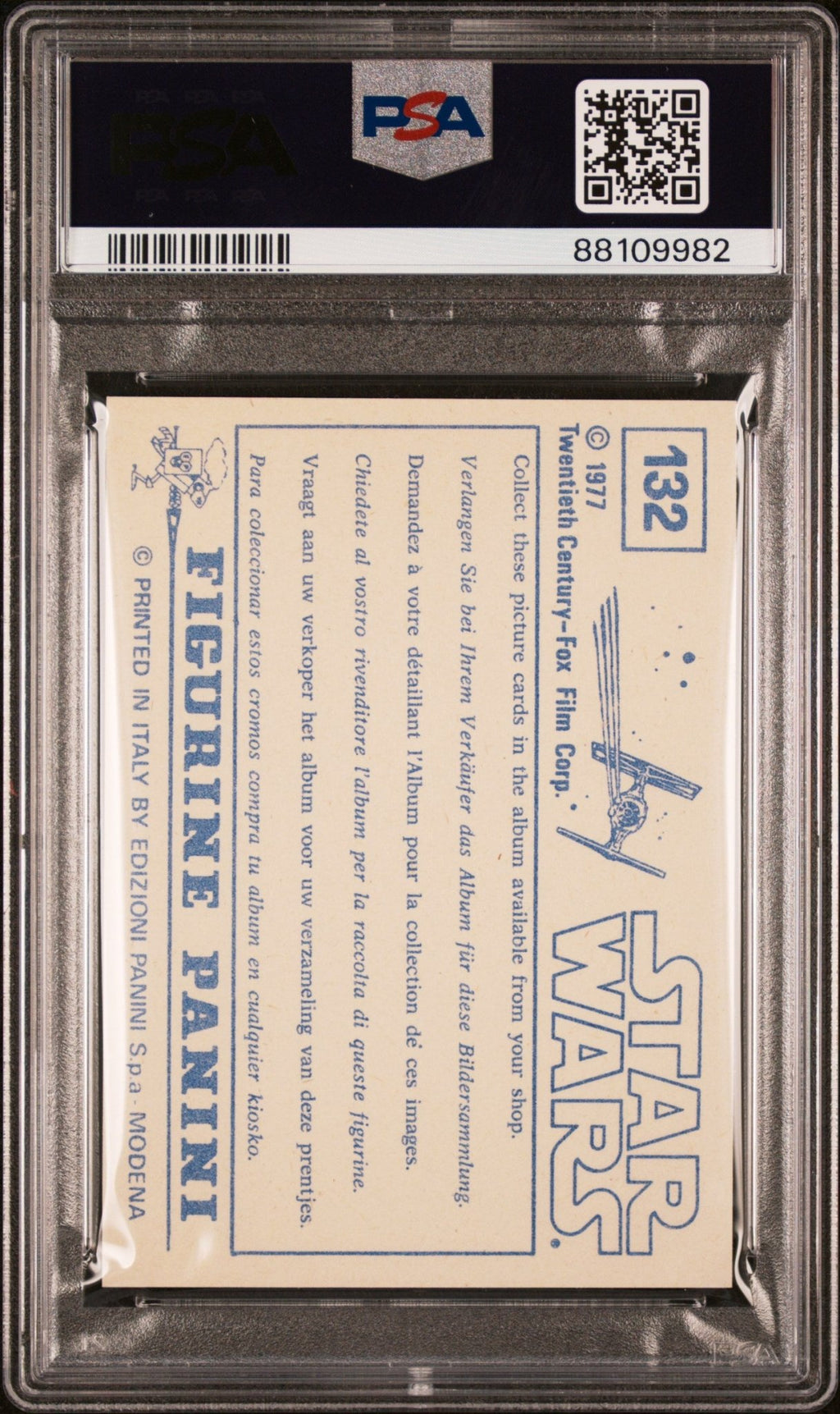 C-3PO R2-D2 PSA 9 1977 Star Wars Italy Panini Stickers Pop 1 #132 Star Wars Graded Cards Sticker - Hobby Gems