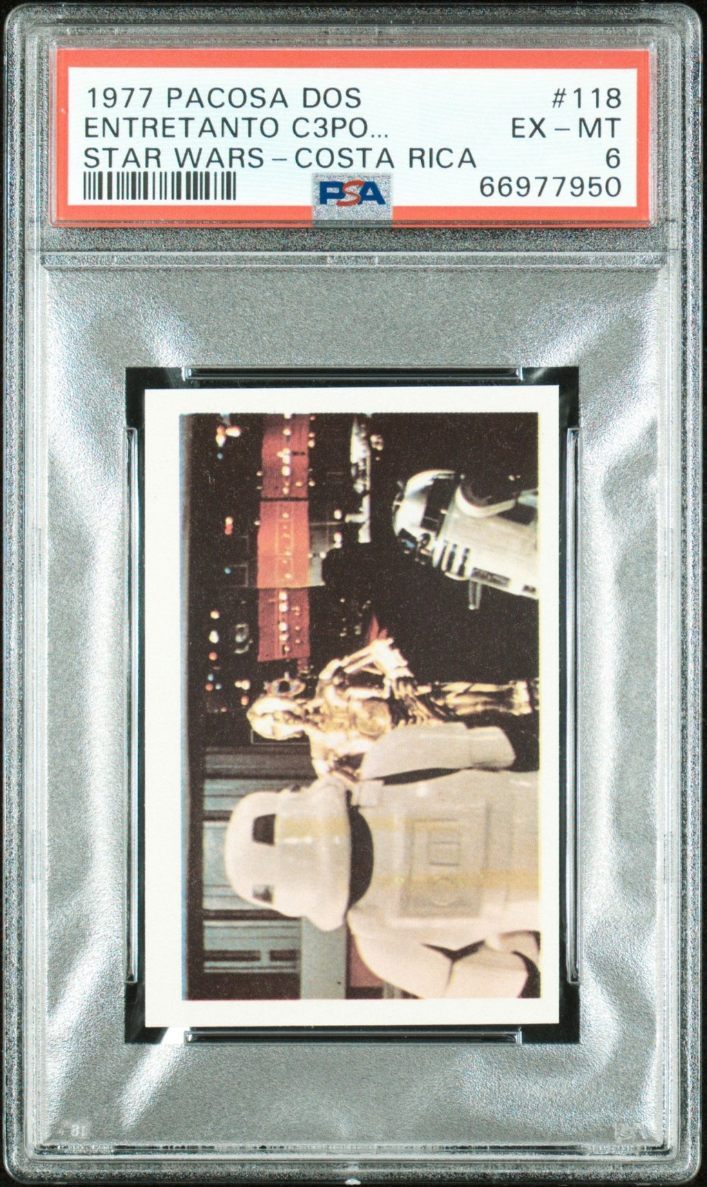 C3PO R2-D2 PSA 6 1977 Pacosa Dos Star Wars Costa Rica Sticker #118 Star Wars Graded Cards Sticker - Hobby Gems