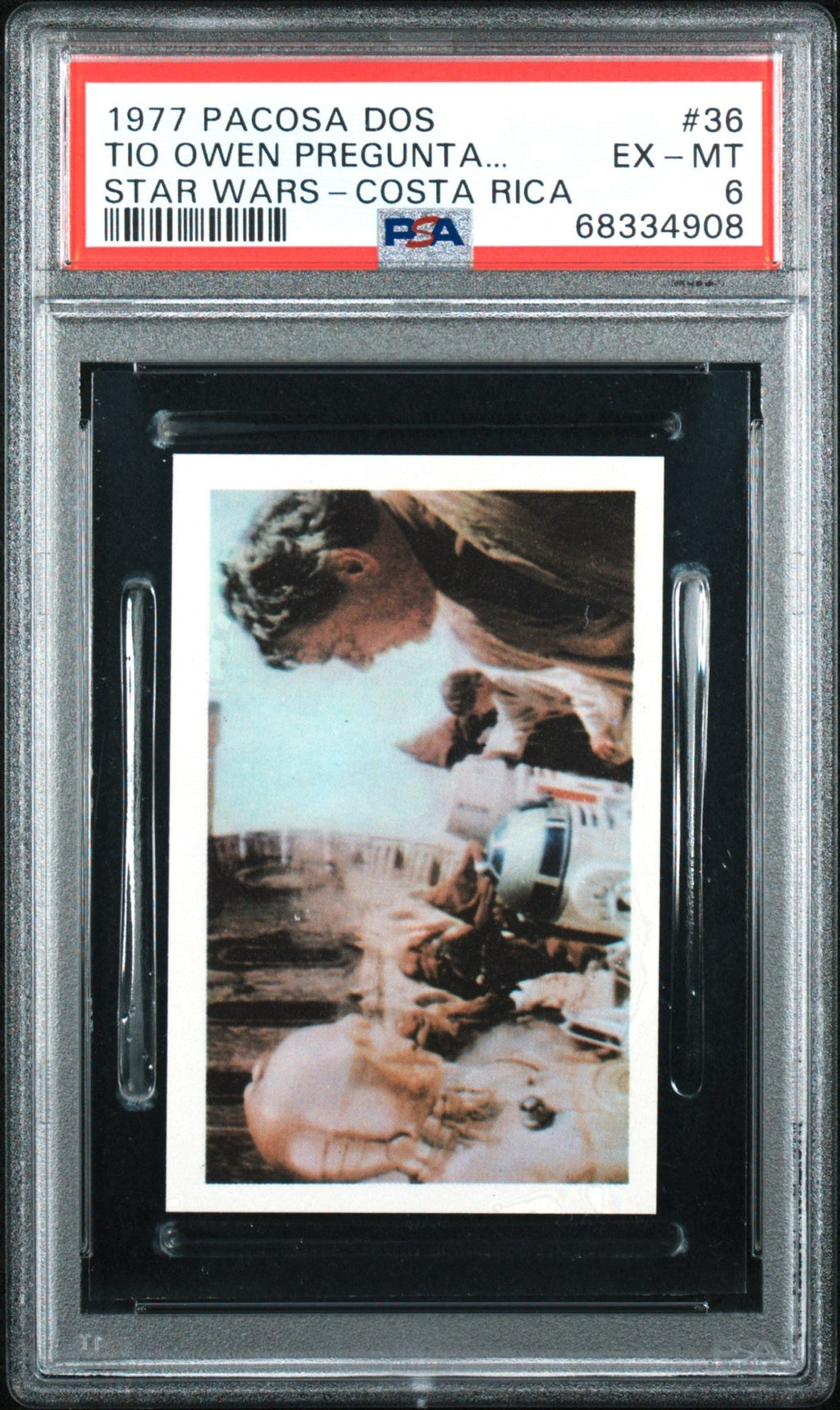 C3PO R2-D2 PSA 6 1977 Star Wars Pacosa Dos International Costa Rica Sticker #36 Star Wars Graded Cards - Hobby Gems