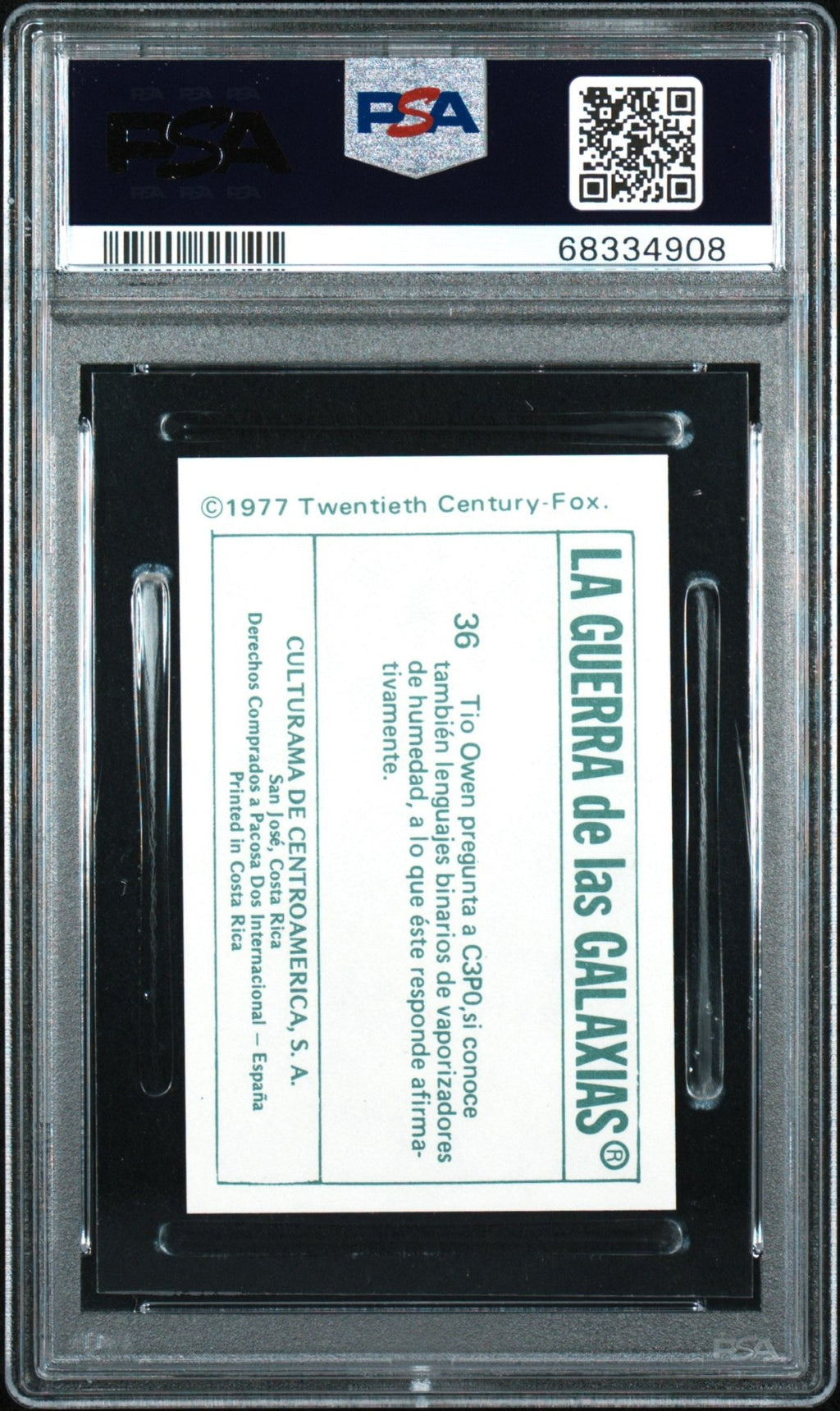 C3PO R2-D2 PSA 6 1977 Star Wars Pacosa Dos International Costa Rica Sticker #36 Star Wars Graded Cards - Hobby Gems