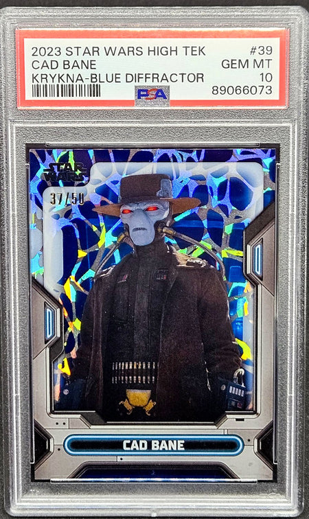 CAD BANE PSA 10 2023 Topps Star Wars High Tek Krykna Blue Diffractor #39 37/50 Star Wars Graded Cards Paralell Serial Numbered - Hobby Gems