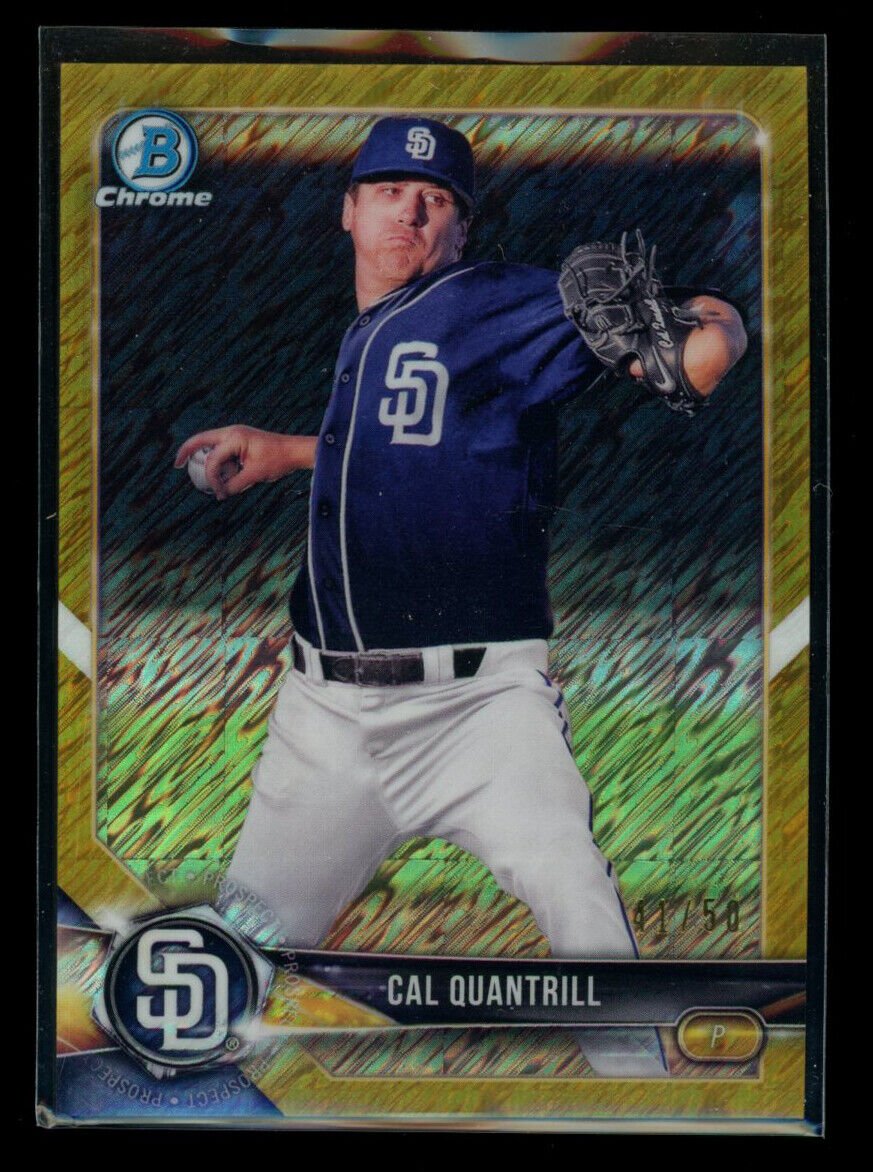 CAL QUANTRILL 2018 Bowman Chrome Gold Shimmer Refractor 41/50 #BCP115 Baseball Parallel Prospect Serial Numbered - Hobby Gems