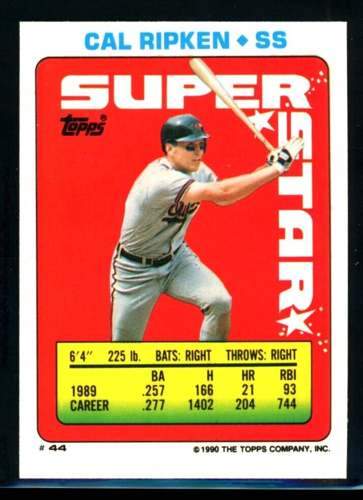 CAL RIPKEN 1990 Topps Sticker Superstar #44 Gary Gaetti 288 Baseball Sticker - Hobby Gems