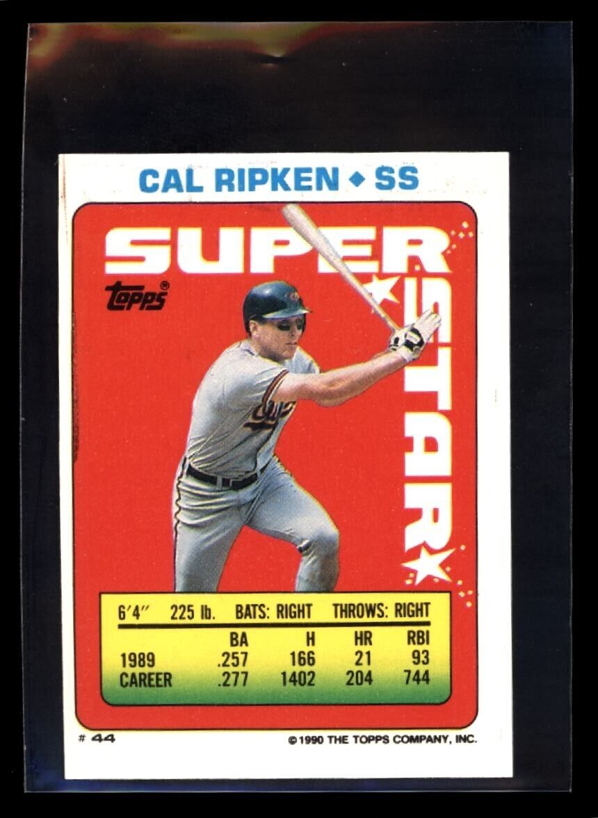 CAL RIPKEN JR 44 1990 Topps Yearbook Stickercard Johnson 90 C1 Baseball Sticker - Hobby Gems