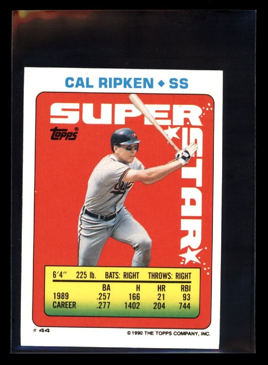 CAL RIPKEN JR 44 1990 Topps Yearbook Stickercard Johnson 90 C2 Baseball Sticker - Hobby Gems