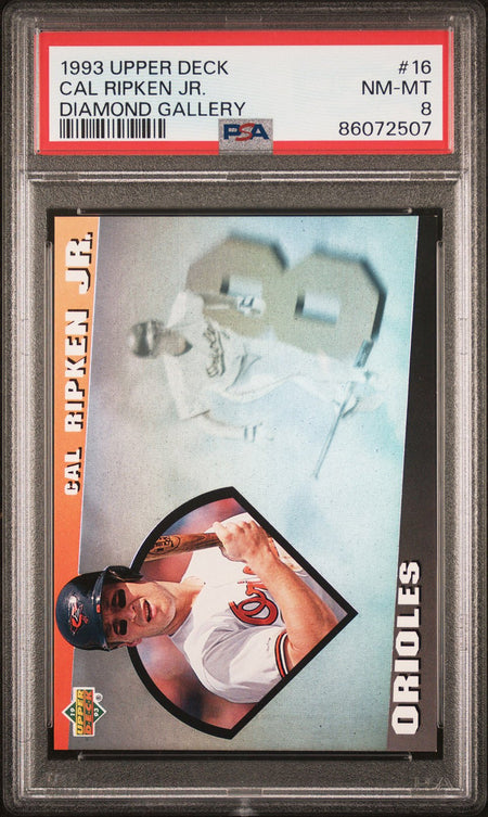 CAL RIPKEN JR PSA 8 1993 Upper Deck Diamond Gallery Hologram #16 Baseball Base Graded Cards - Hobby Gems